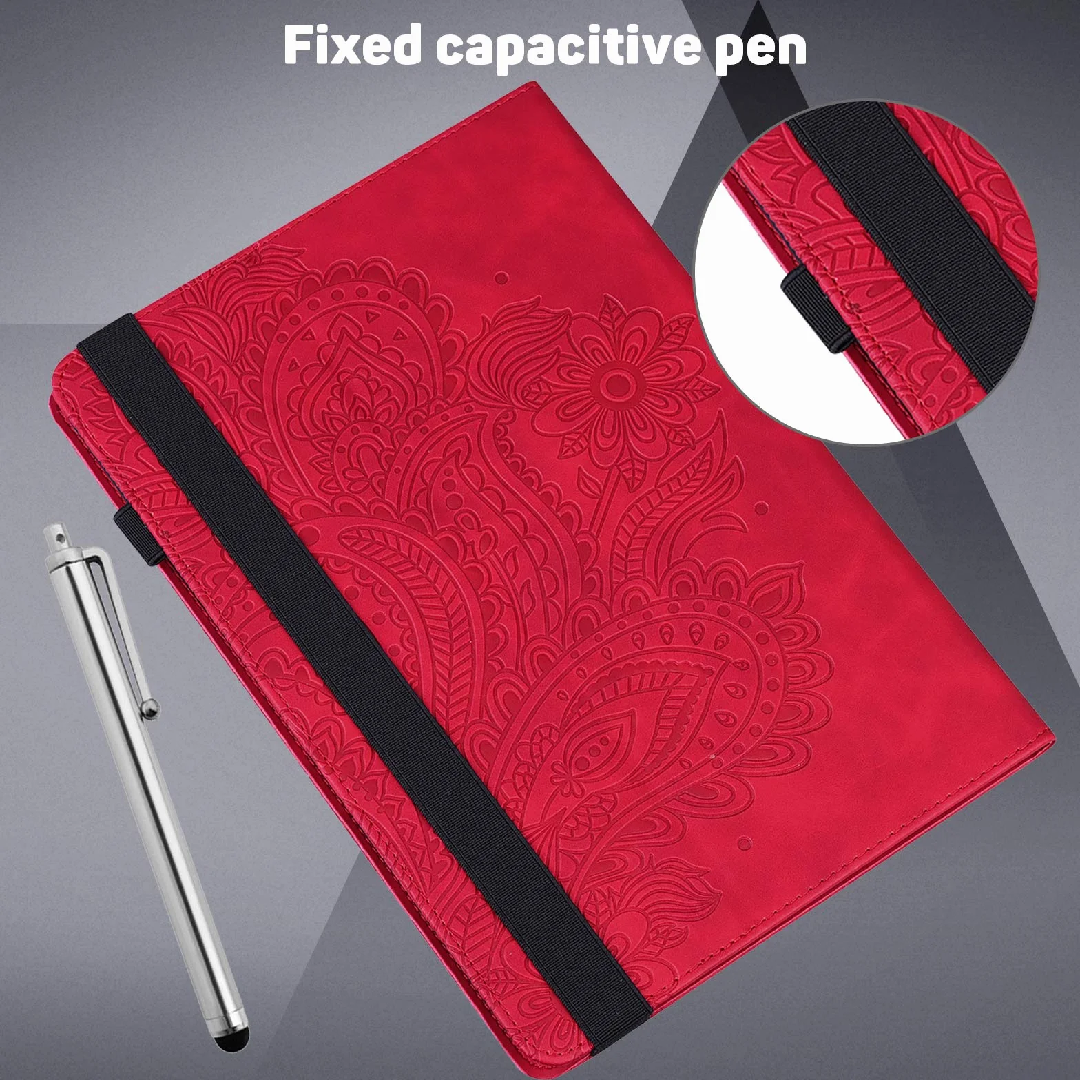 Etui Samsung Galaxy Tab A6 10.1 SM-T580/T585 Flip Cover PU Skórzane z Folii i Rysikiem Czerwone