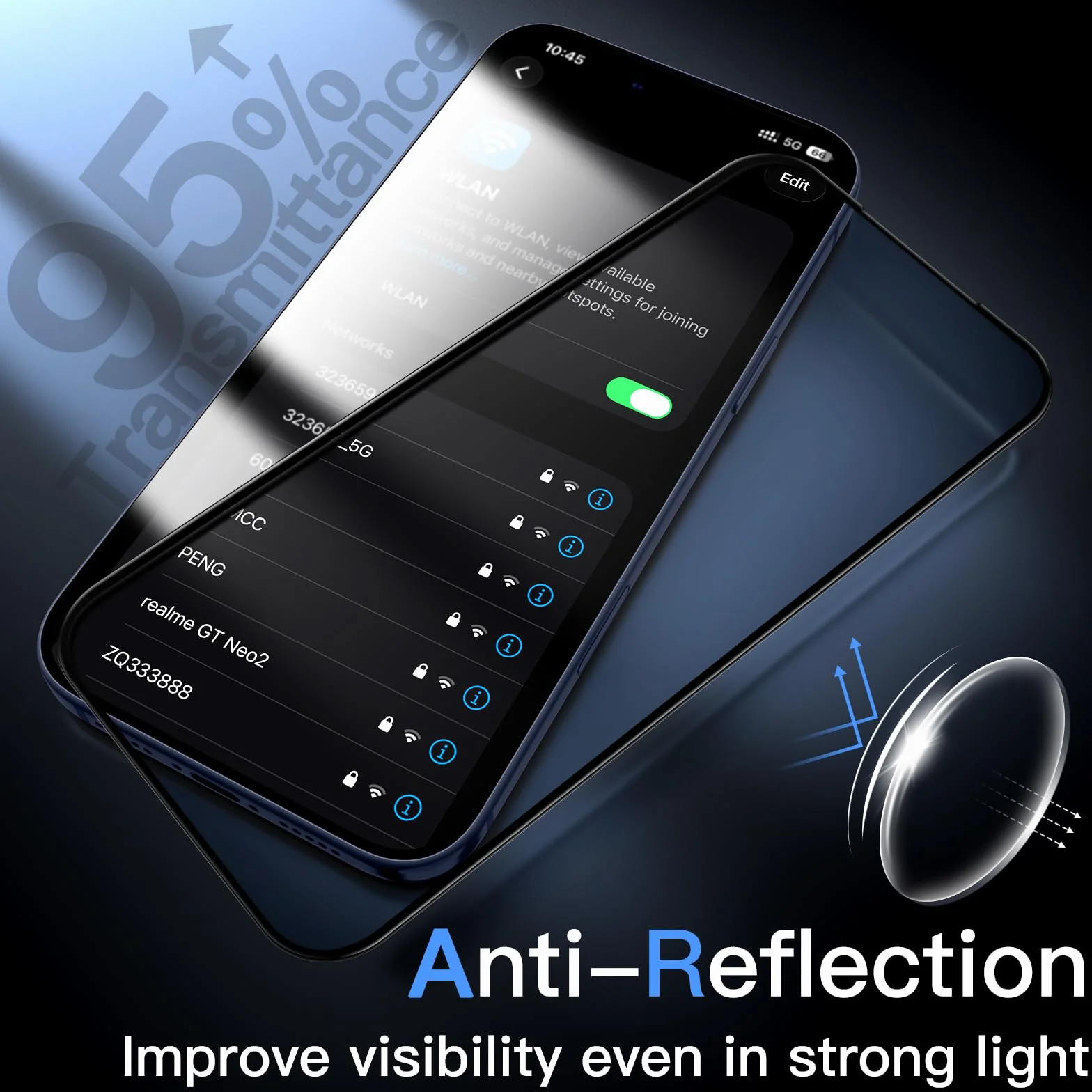 JETech Pełna Pokrycie Ochraniacz Ekranu dla iPhone 17 Pro, AR Powłoka Antyodblaskowa, Czarna Krawędź Szkło Hartowane Antyodciskowy & Narzędzie Instalacyjne Auto-Align, 6,3 Cala, 2 Sztuki