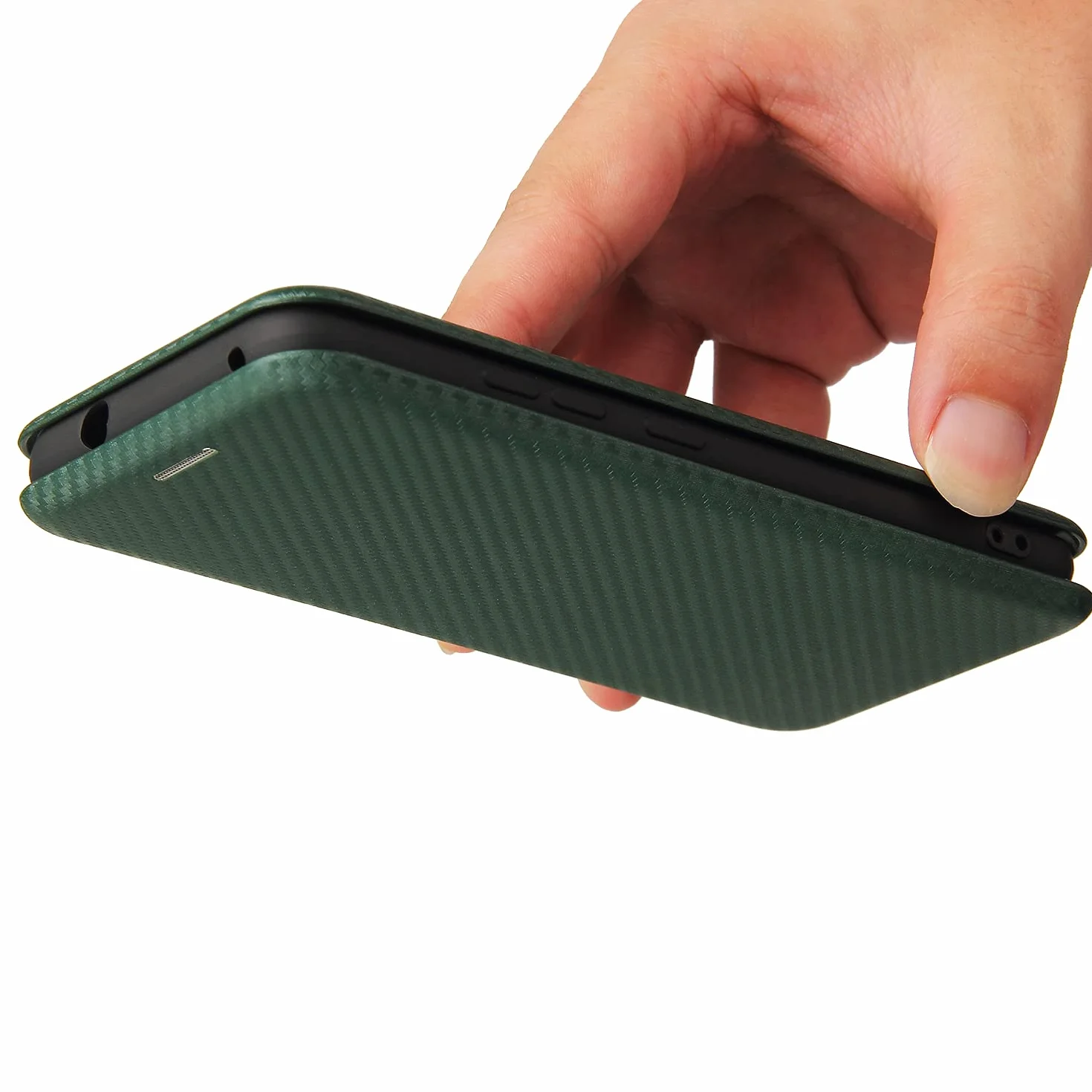 do Asus Zenfone 8 ZS590KS etui z klapką z włókna węglowego PU + TPU hybrydowe etui odporne na wstrząsy portfel pokrowiec z paskiem, podpórka