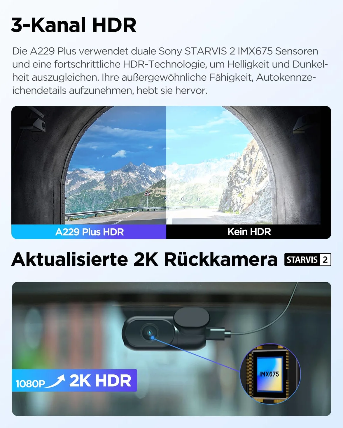 VIOFO A229 Plus 3 Lens 2K + 2K + 1080p, Dual STARVIS 2, HDR kamera samochodowa z przodu z tyłu, sterowanie głosem i 5 GHz Wi-Fi kamera samochodowa, ultraprecyzyjny GPS, super widoczność w nocy 2.0
