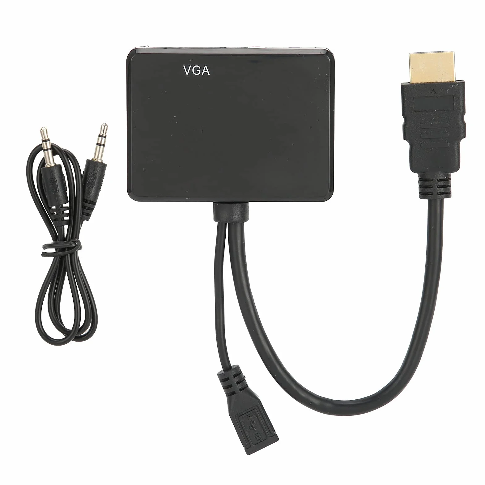 Adapter HDMI do VGA, Rozdzielacz HDMI 1 Wejście 2 Wyjście, Podwójny Wyświetlacz 1080P Konwerter HDMI na HDMI VGA Czarny
