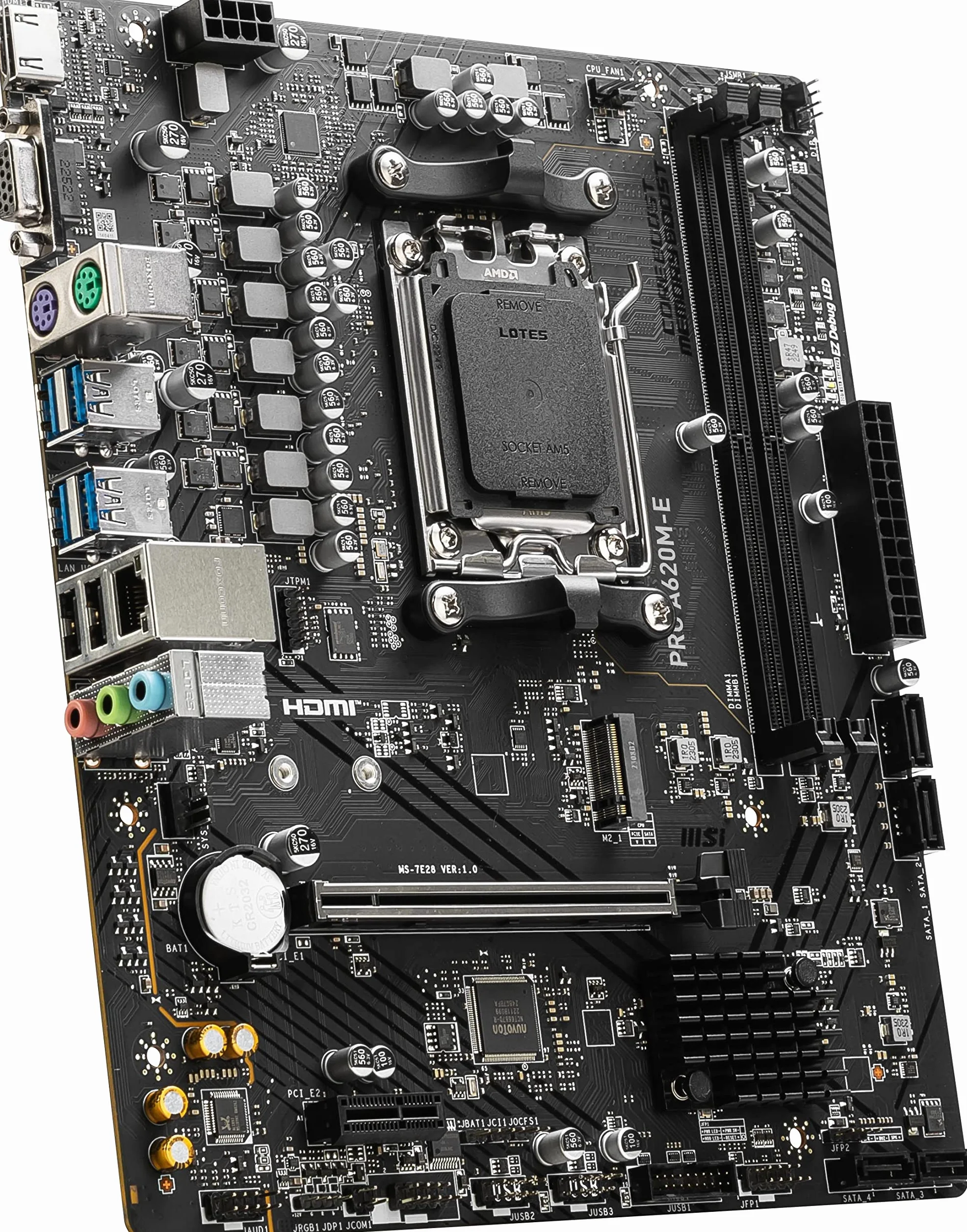 MSI Płyta główna PRO A620M-E Ryzen seria 7000 (AM5) kompatybilna z chipsetem A620 4K60Hz DDR5 OC kompatybilny z Micro-ATX MB6161