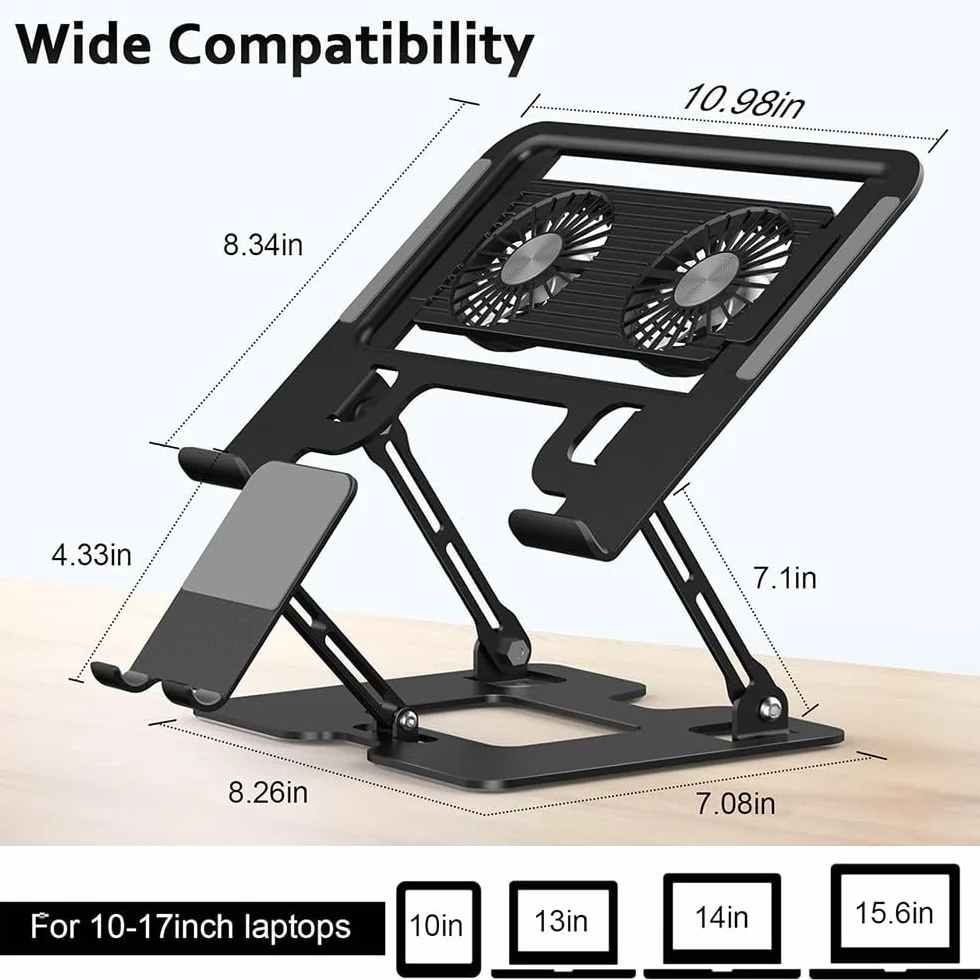 Podstawka Pod Laptopa Z Portami Usb,Z Wentylatorem,Do Laptopów Do 17 Cali,Regulacja 180°,Udźwig 40Kg,Antypoślizgowy Silikon–Do Laptopa,Telefonu/Ipada;Idealna Do Czytania,Nauki I Spotkań A