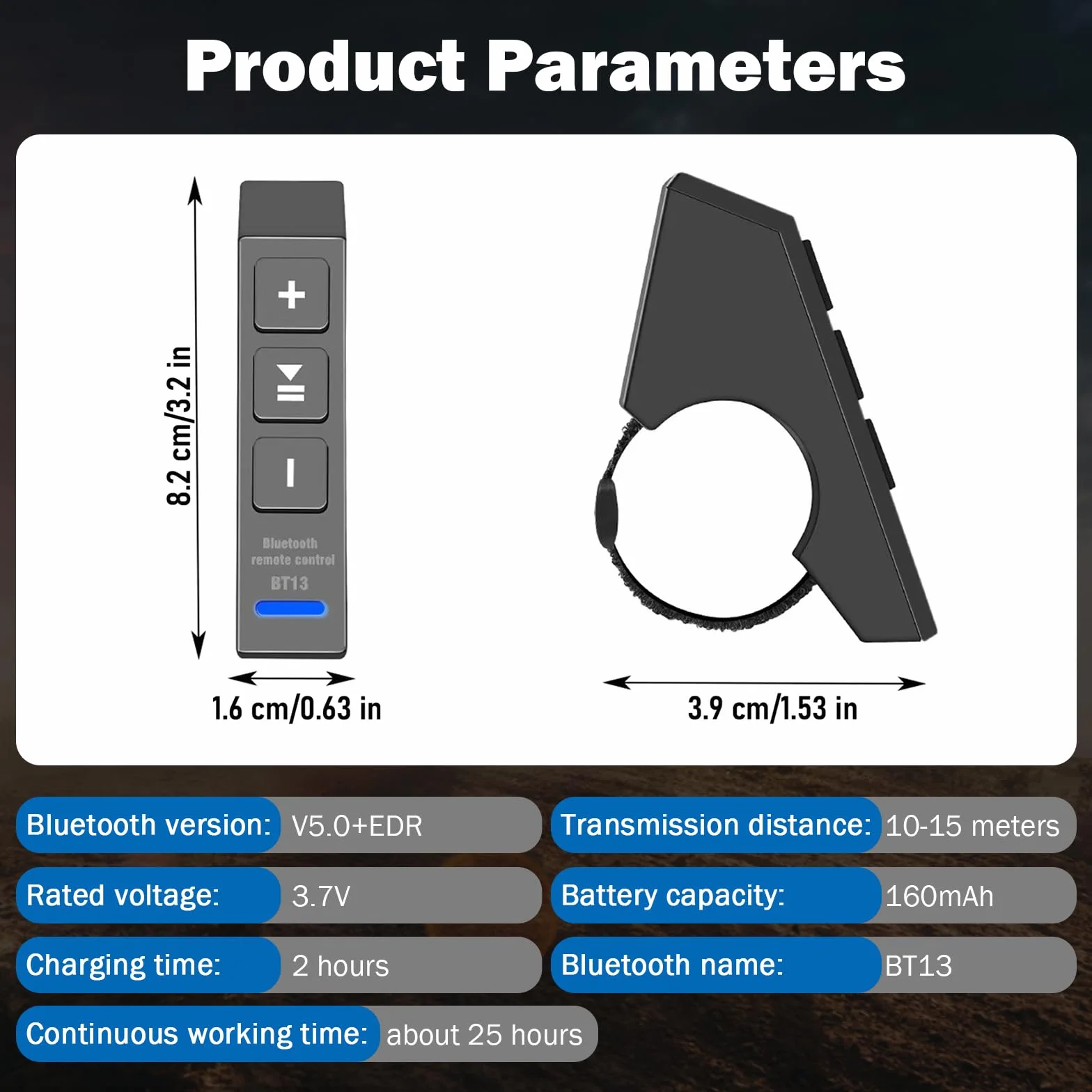 Pilot zdalnego sterowania do kierownicy motocyklowej, BT13 V5.0 Sterowanie przyciskiem kierownicy motocykla, bezprzewodowy pilot zdalnego sterowania Bluetooth do smartfonów (15 M)