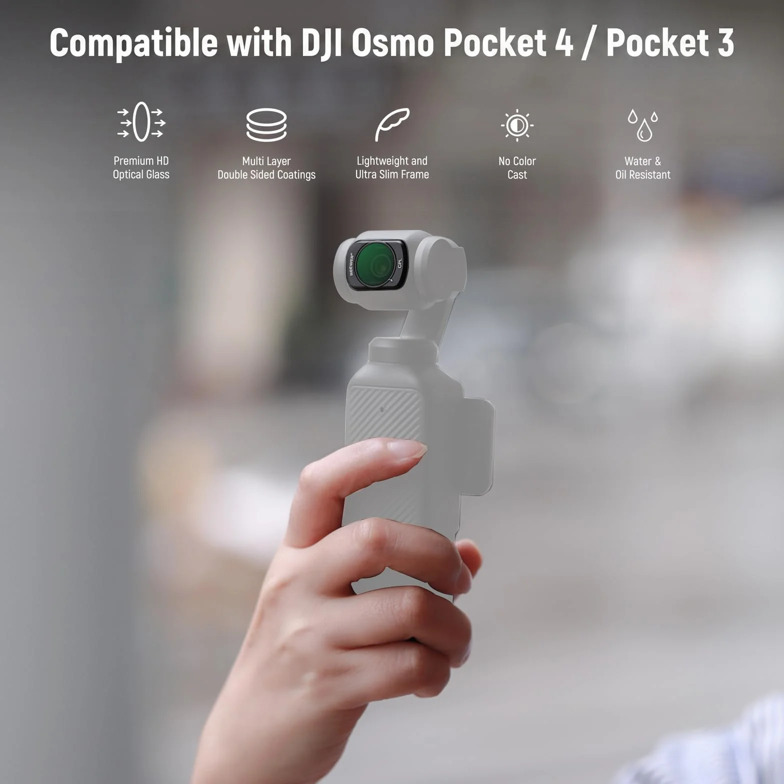 Neewer Magnetyczny filtr CPL kompatybilny z akcesoriami DJI Osmo Pocket 3 Creator Combo, Multi Coated Circular Polaryzator, zestaw z 2 osłonami ekranu, akcesoria do kamer sportowych