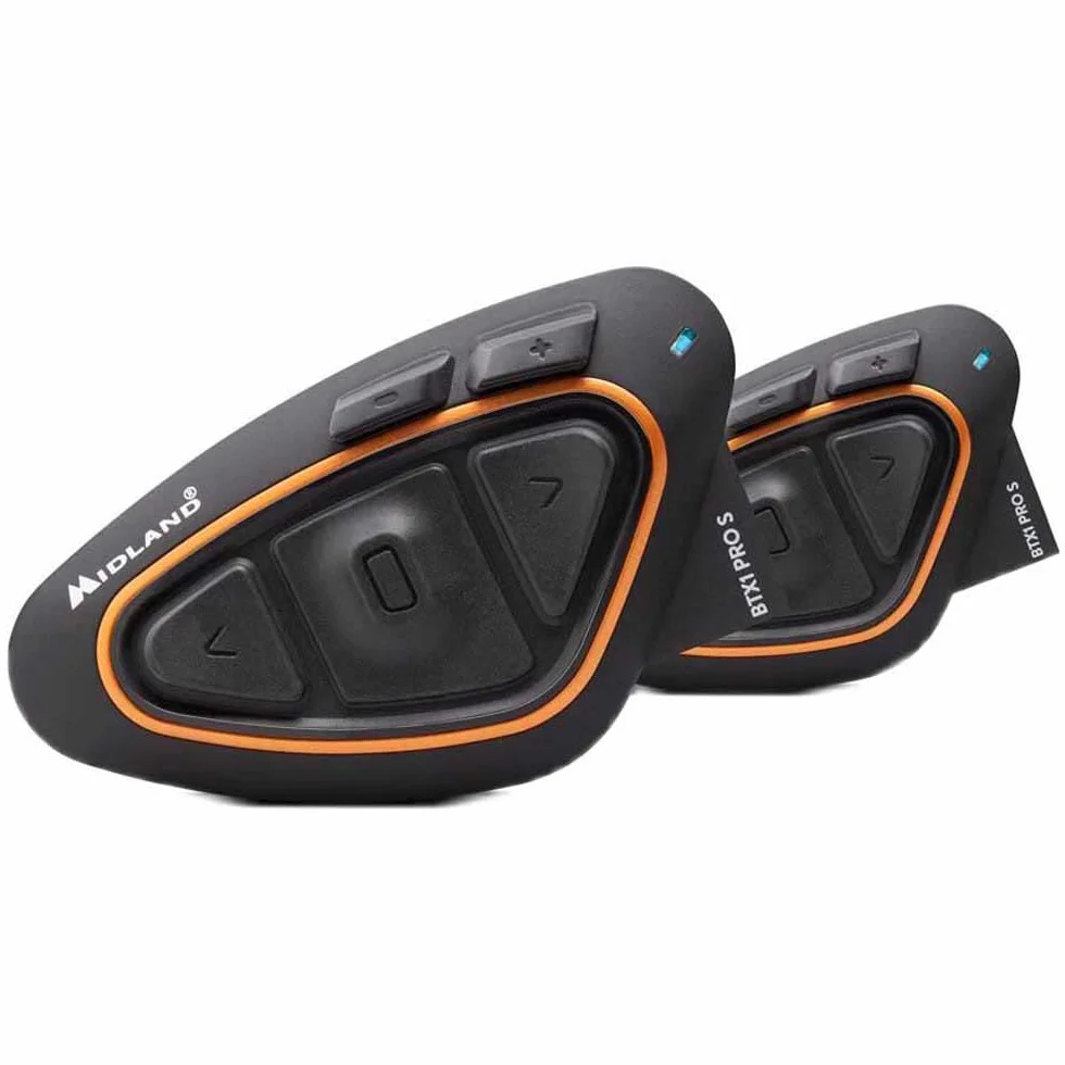 Midland Interkom motocyklowy BTX1 Pro S Twin, wodoodporny zestaw słuchawkowy Bluetooth IPX6, 800 m, konferencja dla maksymalnie 4 osób, bateria 23H, redukcja szumów, radio FM za pośrednictwem
