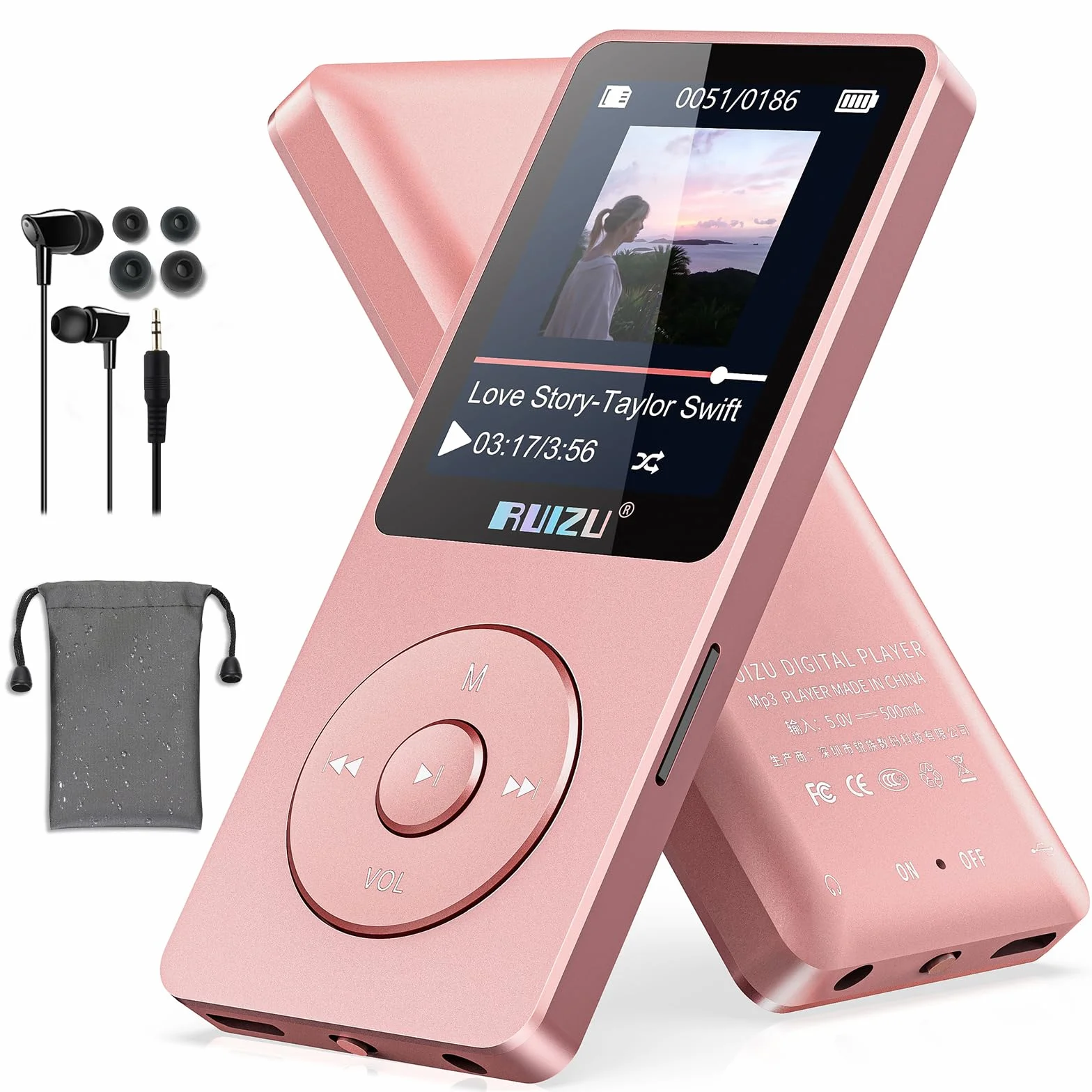 Odtwarzacz MP3 64GB z Bluetooth 5.3, super lekki (30 g), czas pracy do 80 godzin, ekran 1,8", idealny do uprawiania sportu, dla dzieci i dorosłych, obsługuje karty TF do 128 GB.
