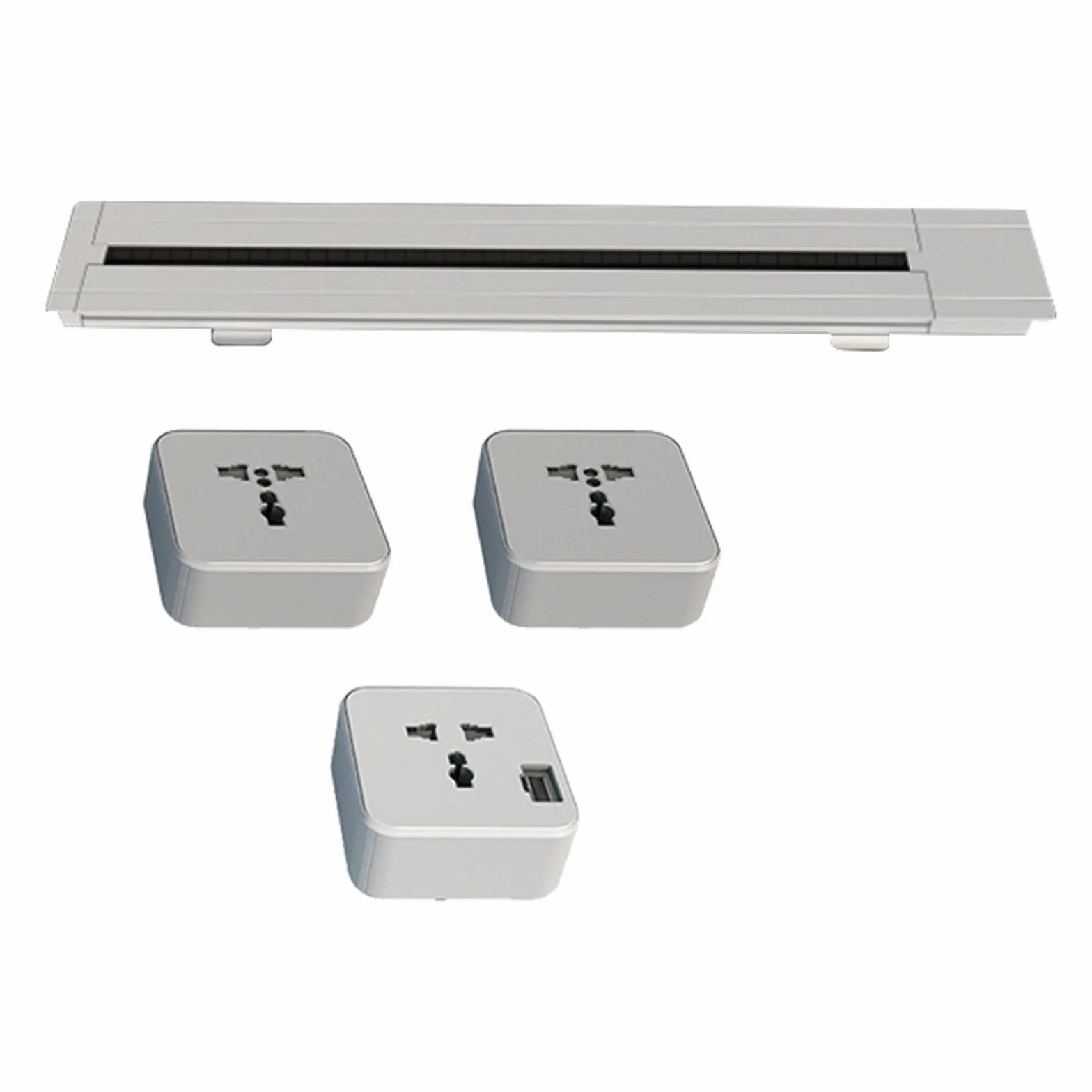 Listwy zasilające Modułowe gniazdo szynowe do montażu na ścianie 32A 9000 W, wbudowana aluminiowa listwa zasilająca z regulowanymi gniazdkami kuchni, domu i biura(White,40cm)