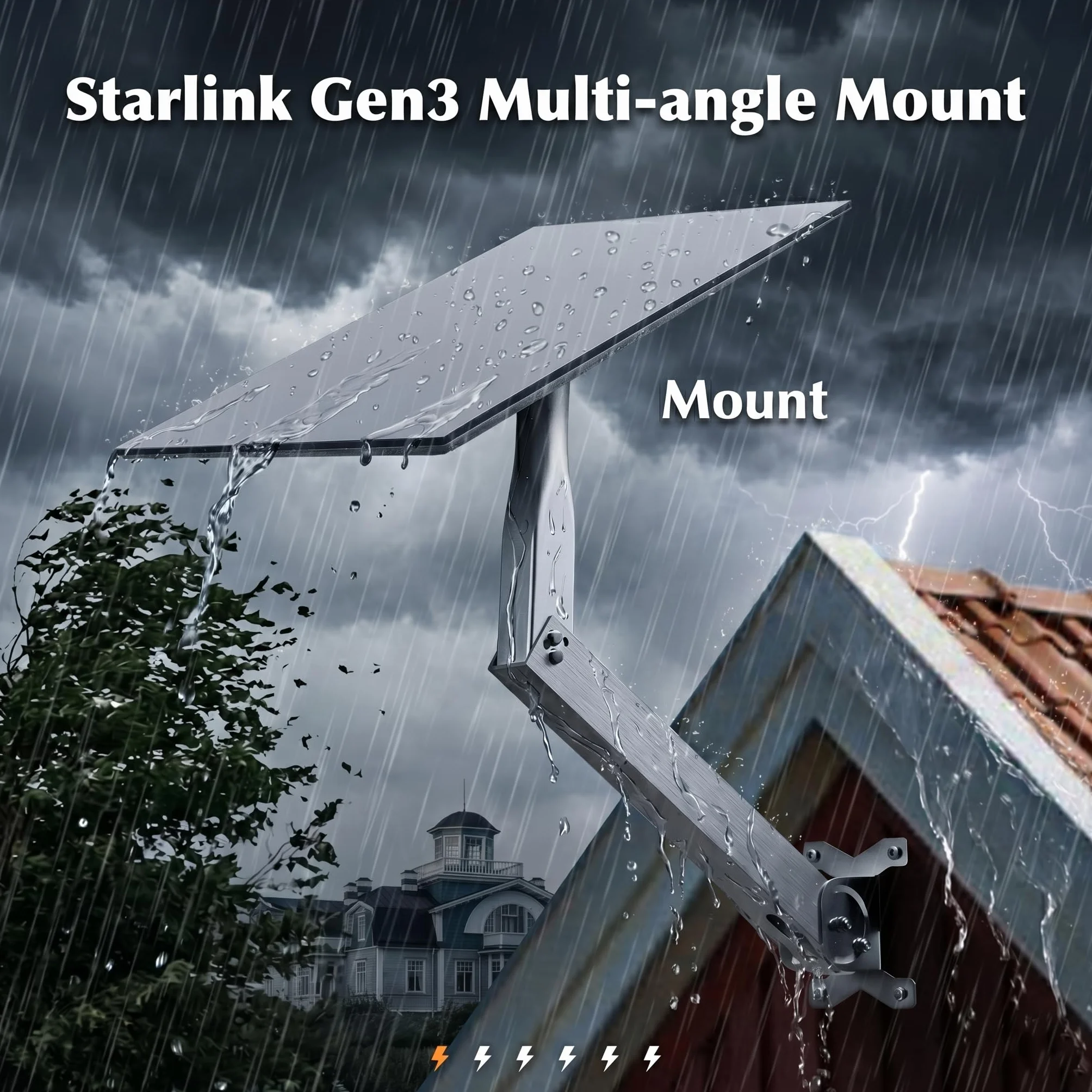 Starlink Gen 3 regulowany zestaw montażowy Starlink Gen 3 adapter rurowy, uchwyt ścienny Starlink Gen 3/V3, uchwyt dachowy, montaż na słupku, długi uchwyt ścienny, płyta montażowa do standardowej