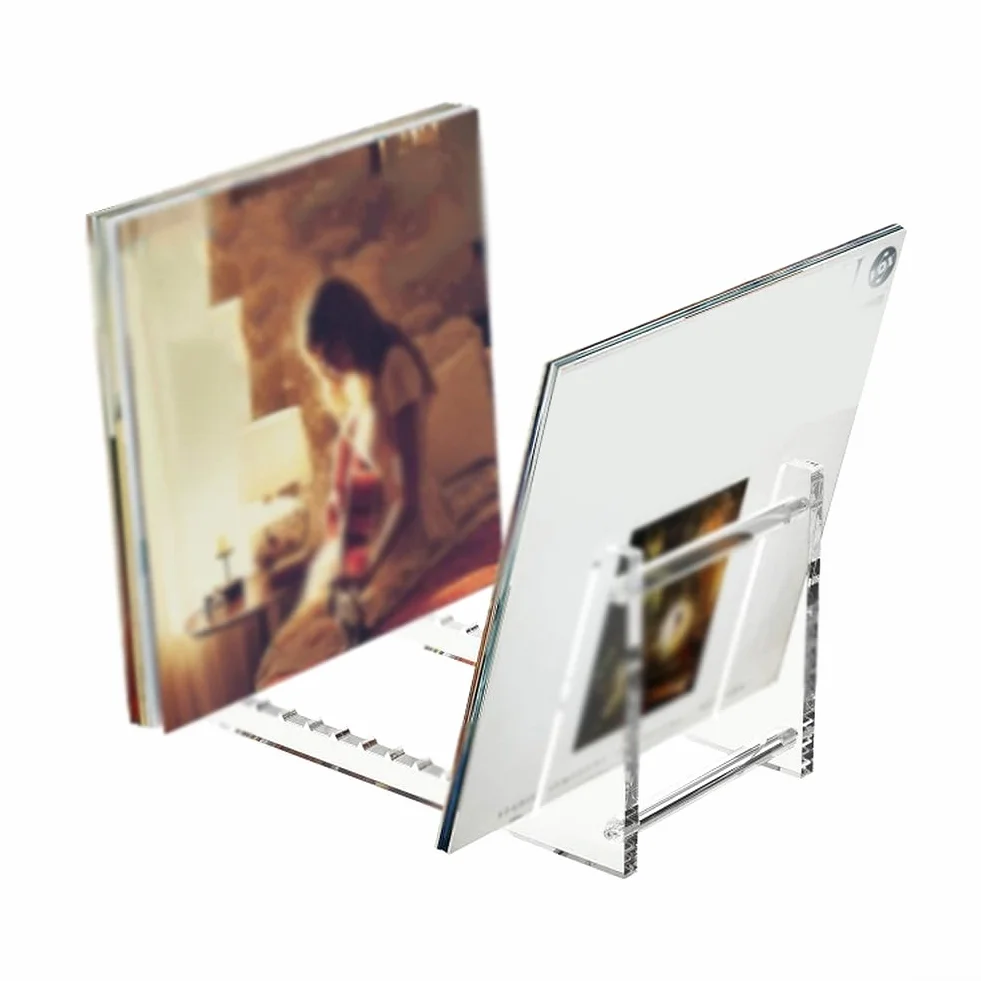 Akrylowy uchwyt na płyty winylowe, nowoczesny organizer na biurko na albumy i płyty CD, stylowy stojak ekspozycyjny - czarny, idealny dla miłośników muzyki i dekoracji domu