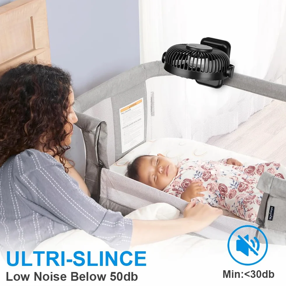 AXFEE wentylator USB, mini wentylator stołowy, cichy, z klipsem, wentylator obrotowy 360°, 3 prędkości, silny wiatr, wentylator stołowy, do domu, biura, sypialni, stołu, pulpitu