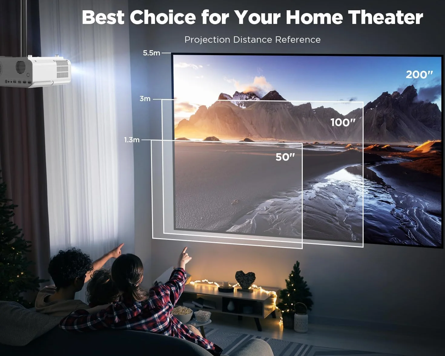 Projektor DBPOWER 4K z WiFi 5G i dwustronnym Bluetooth, projektor zewnętrzny 600ANSI FHD Native 1080P z 4P4D/PPT/Zoom, mini projektor domowy kompatybilny z TV Stick (biały)