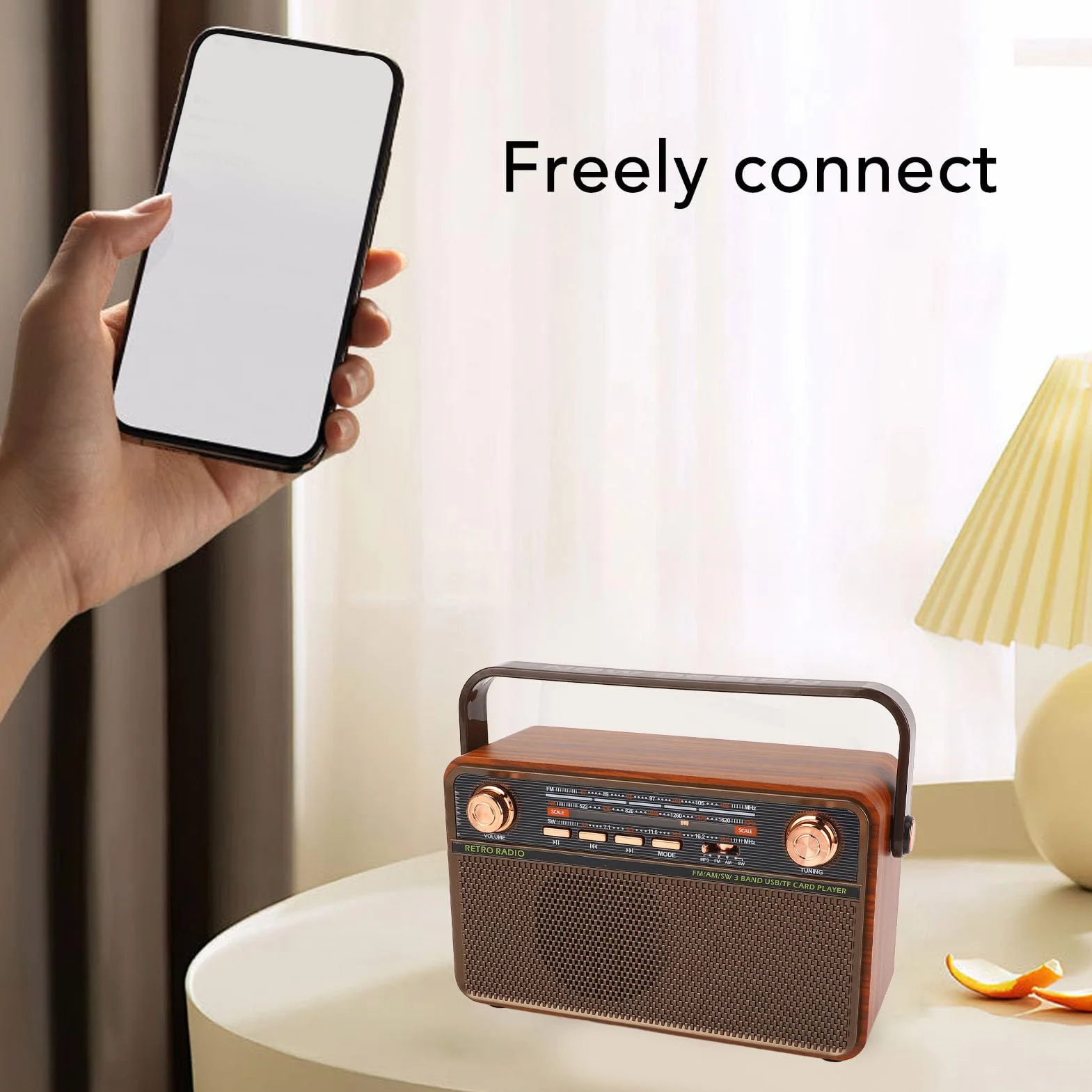 Przenośne Cyfrowe Radio AM FM, Głośnik 4-in-w-1 Wieloskładnikowy Głośnik Radiowy z Gniazdem Karty USB/SD i długą anteną teleskopową do Domu na Wypadek (wtyczka UE)