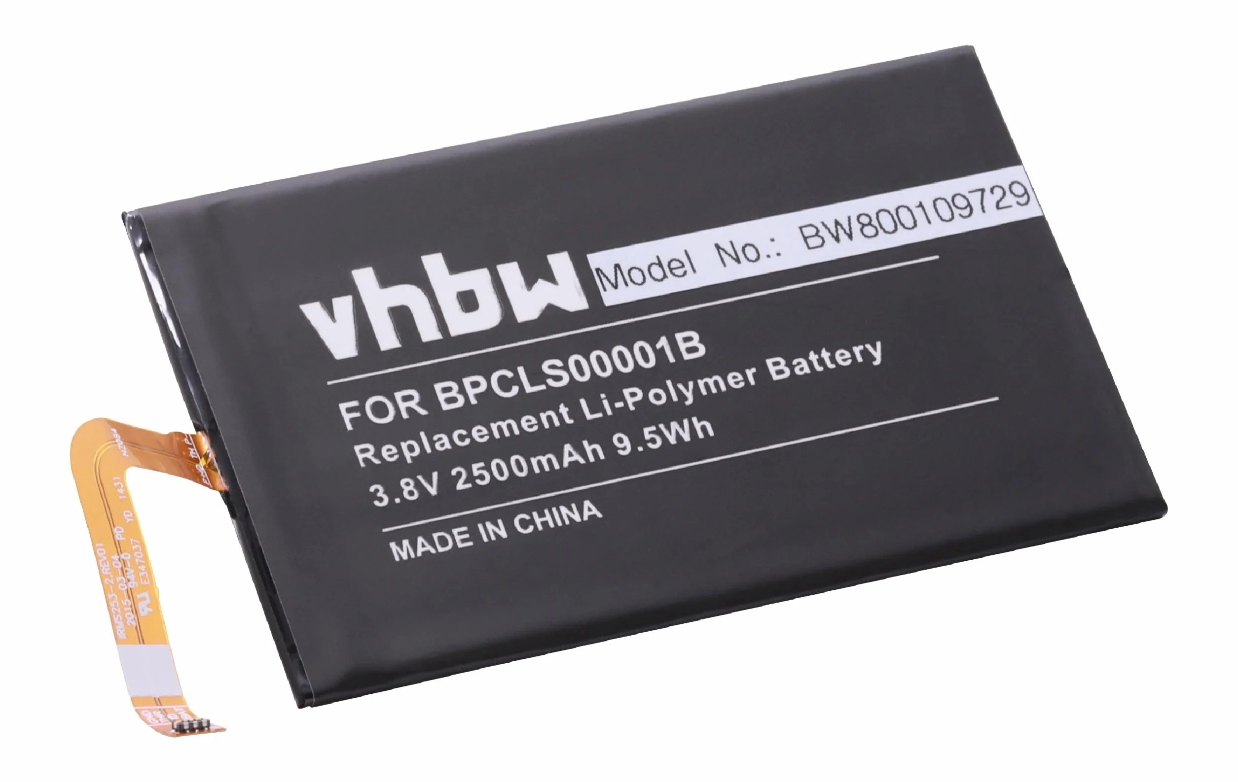 vhbw 1 x bateria kompatybilna z BlackBerry SQC100-3, SQC100-1, Q20, Kopi, Classic 4G, telefon komórkowy Classic (2500 mAh, 3,8 V, litowo-polimerowy)
