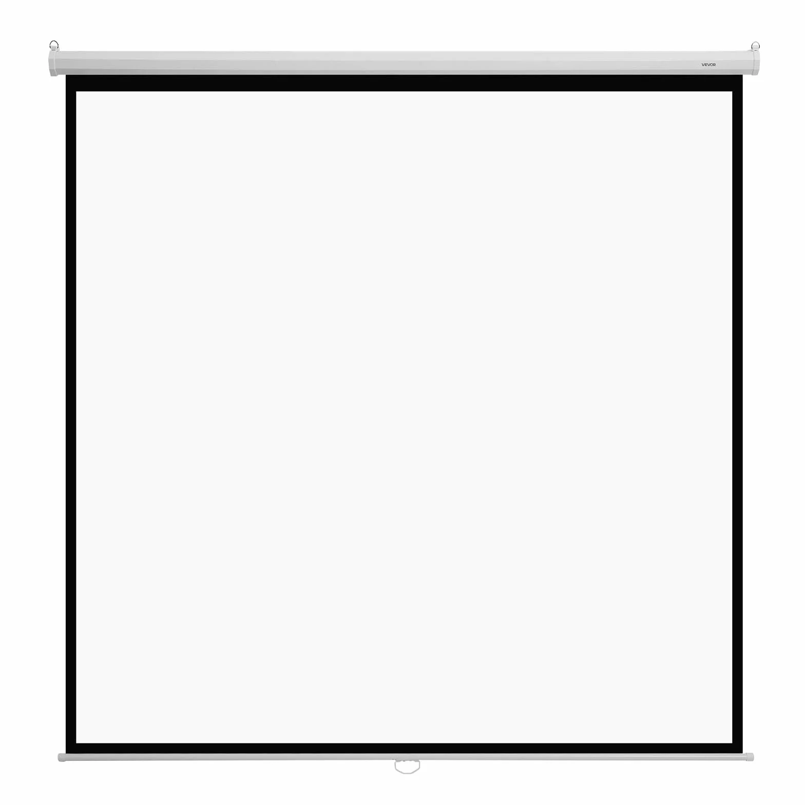 VEVOR Ręczny ekran projekcyjny 3048 mm, 1:1, 4K, 1080 HD, płótno do projektora ściennego, chowany z kablem trakcyjnym, rozszerzony kąt widzenia, do kina domowego, biura, klasa klasowa