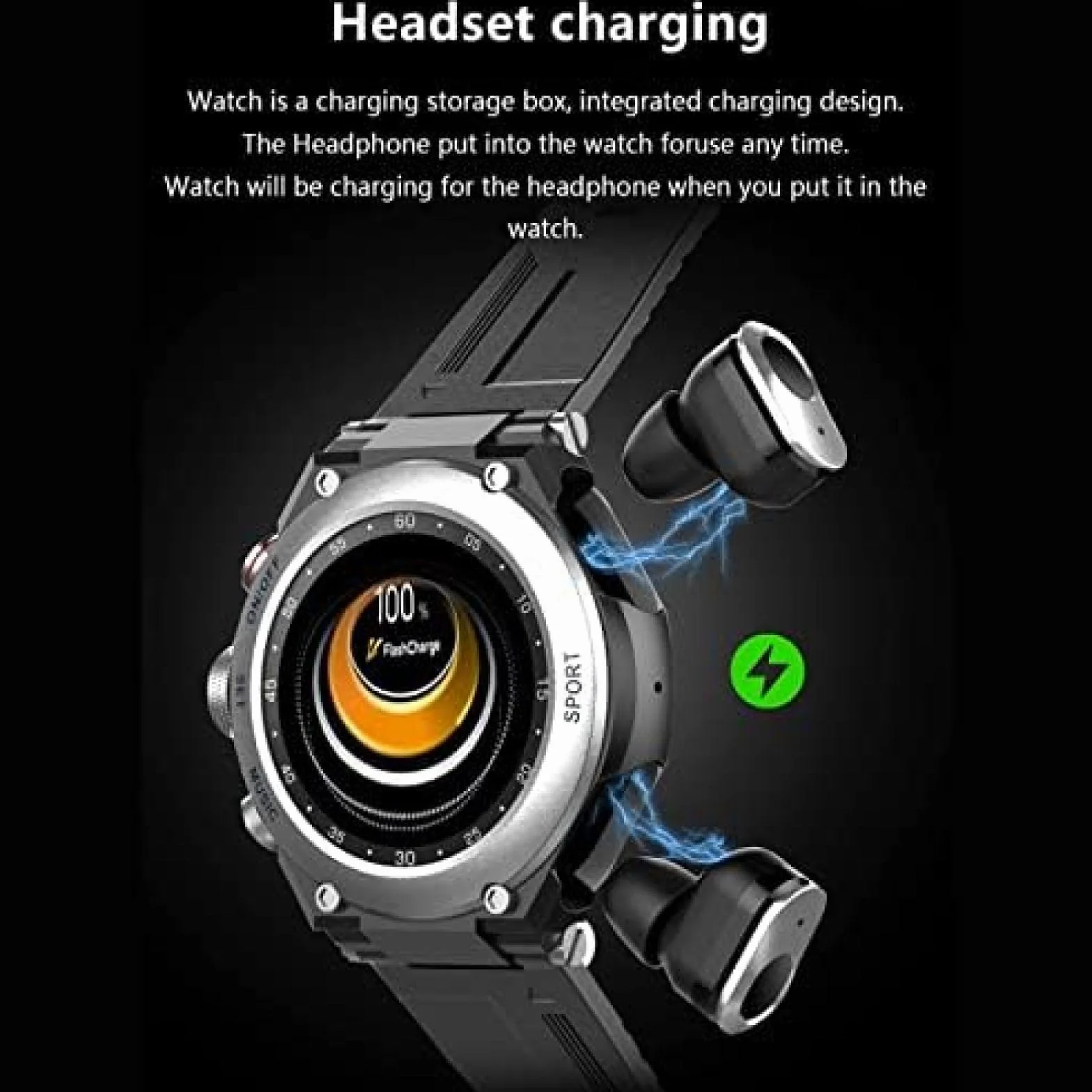 Inteligentny Zegarek 2 W 1 Z Wkładkami Dousznymi, Inteligentny Zegarek Z Wbudowanym Głośnikiem Dousznym Bluetooth, Zegarek Z Trackerem Fitness, Głośnik, Nagrywanie, Termometr Do Ciała,Srebro,Const