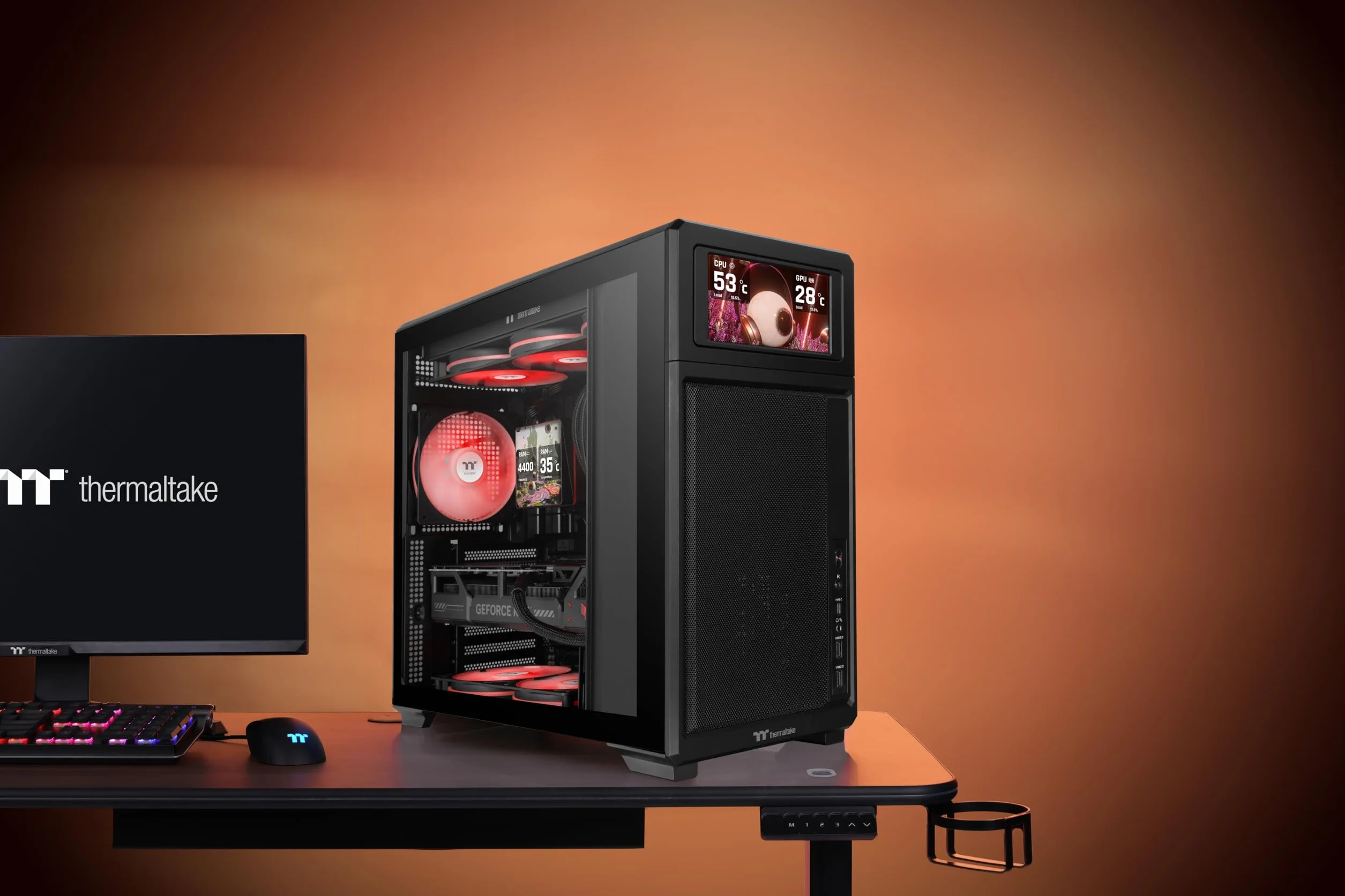 Thermaltake TR300 TG | Black | Tempered Glass | Power Extension Cord | 120mm Fan