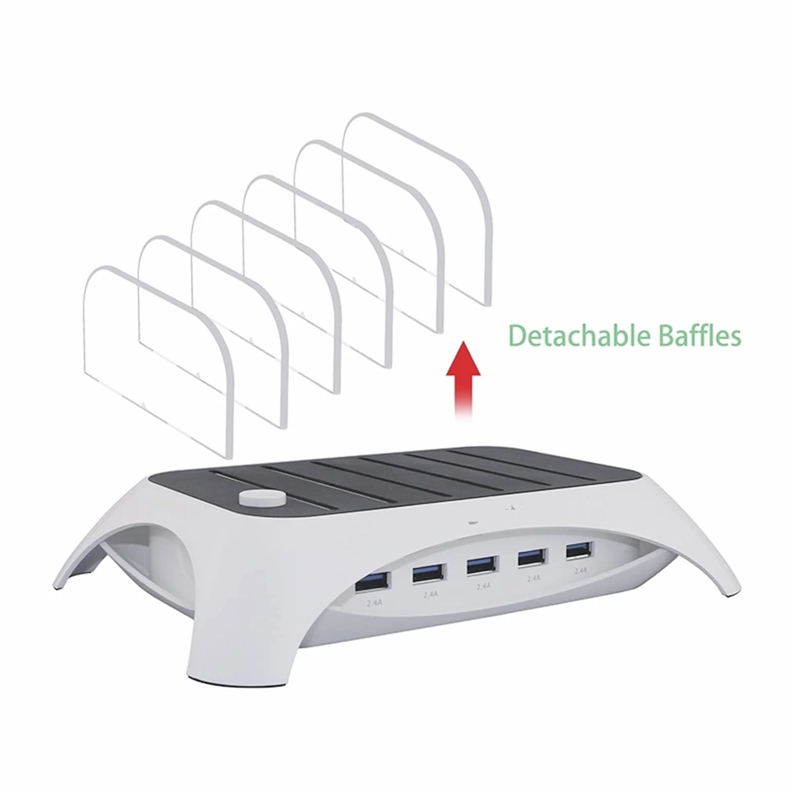 Wielofunkcyjna ładowarka USB, 60W 5-portowa ładowarka USB 12A Stacja dokująca do ładowarki biurkowej Stacja dokująca do ładowania Telefon Zasilacz sieciowy