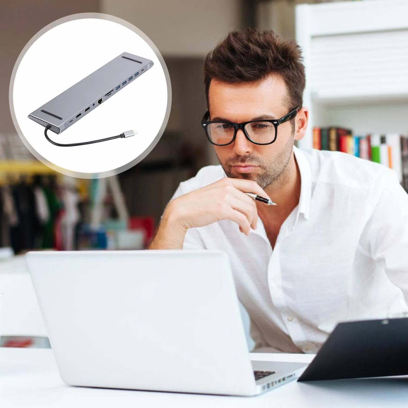 Stacja dokująca do koncentratora komputerowego, stacja dokująca do laptopa USB C, rozdzielacz USB o dużej prędkości, koncentrator rozszerzeń adaptera C do laptopa telefonu