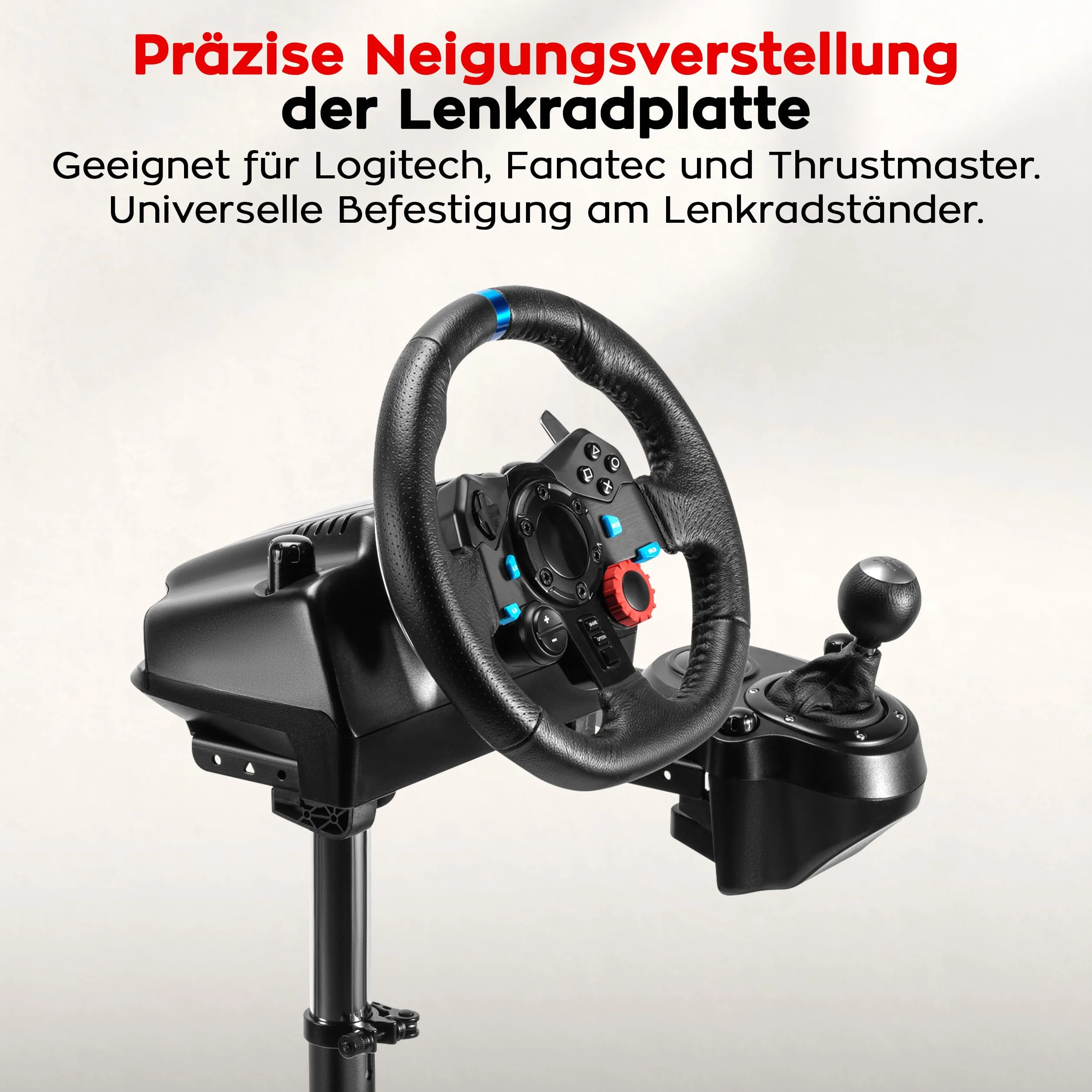 huzaro Speed 2.0, regulowany uchwyt na kierownicę wyścigową, kompatybilny z Logitech Fanatec Thrustmaster, stabilna konstrukcja stalowa, regulowana wysokość i kąt, składane, antypoślizgowe podkładki