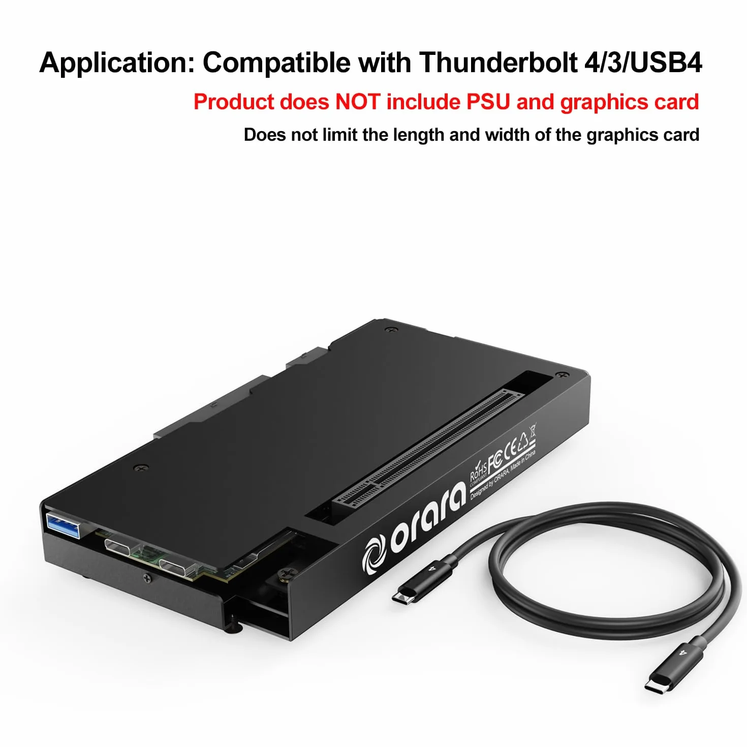 Zewnętrzna stacja dokująca GPU, obudowa mini eGPU kompatybilna z Thunderbolt 3/4, USB4 40 Gb/s, stacja dokująca do kart graficznych NVIDIA/AMD PCIe, PD 85W, Daisy Chain, DC/ATX/SFX/FLEX (ORA-GDS-01)