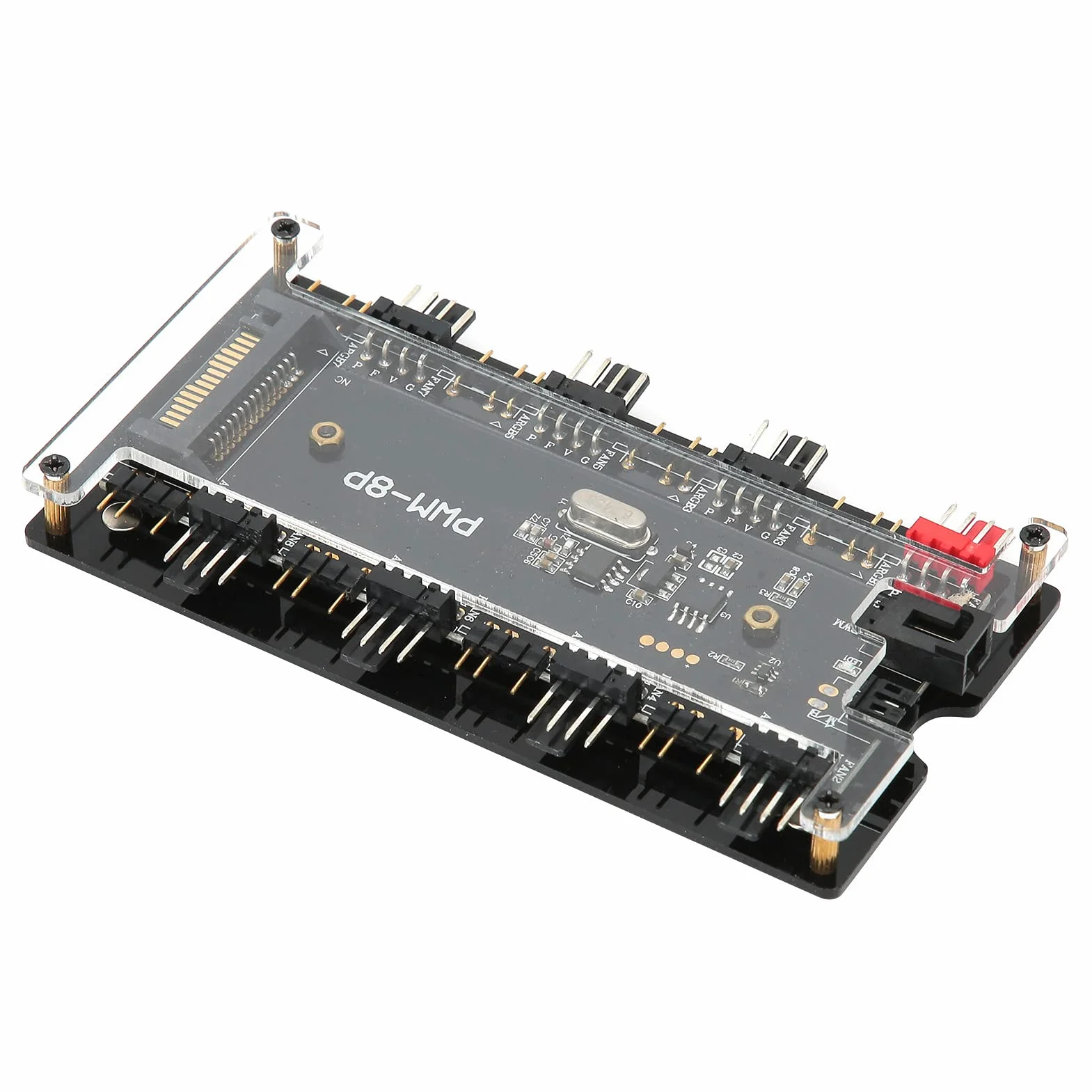 Socobeta Case Fan Hub PC Fan Controller ARGB PWM Hub 8-portowy 5V z 21-klawiszowym Pilotem do Zasilania Synchronizacja Płyty Głównej