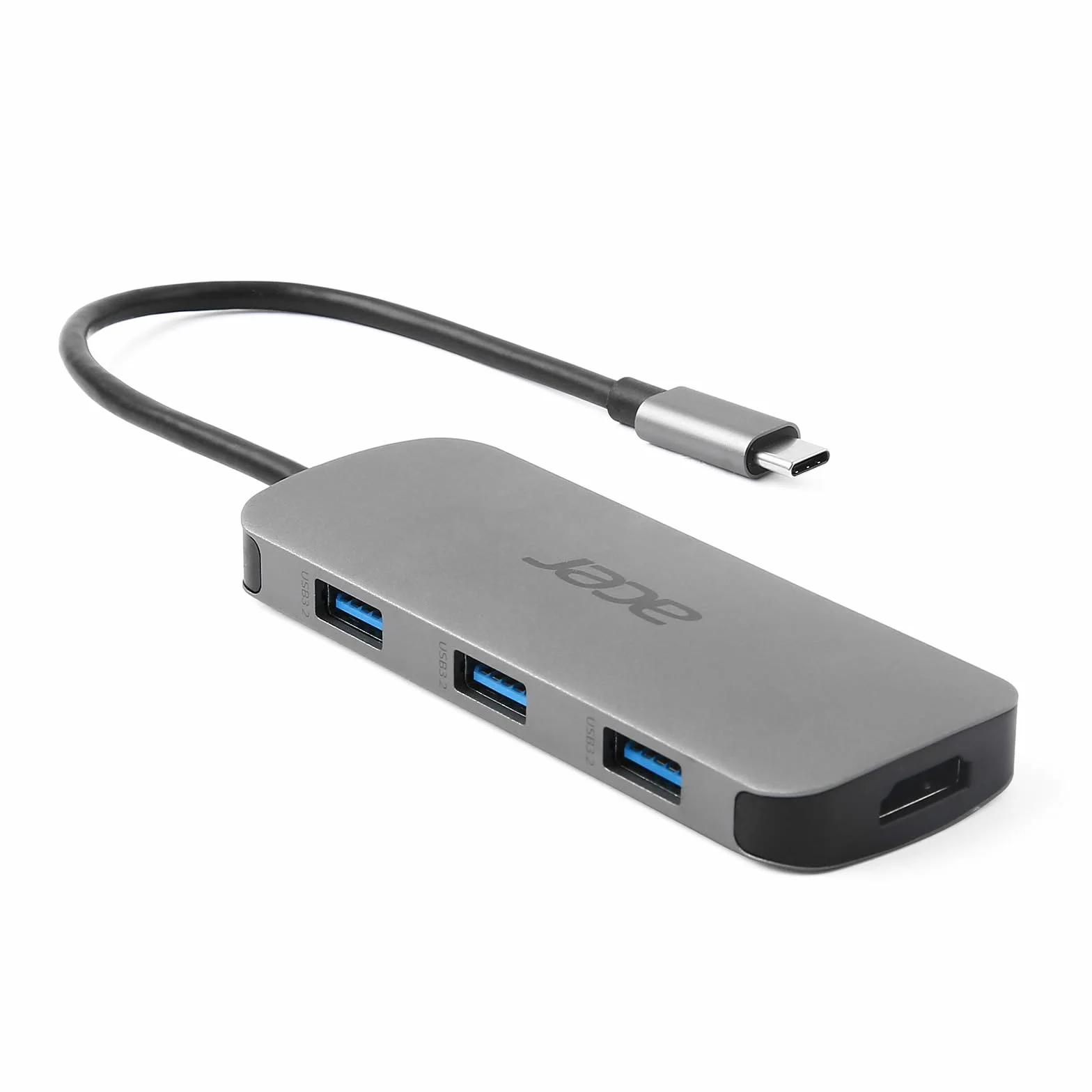 Acer Mini stacja dokująca 7 w 1 (USB typu C do 1 x USB typu C (w PD), 3 x USB 3.0, 1 x HDMI, 1 x czytnik kart SD, 1 x czytnik kart microSD), kolor srebrny