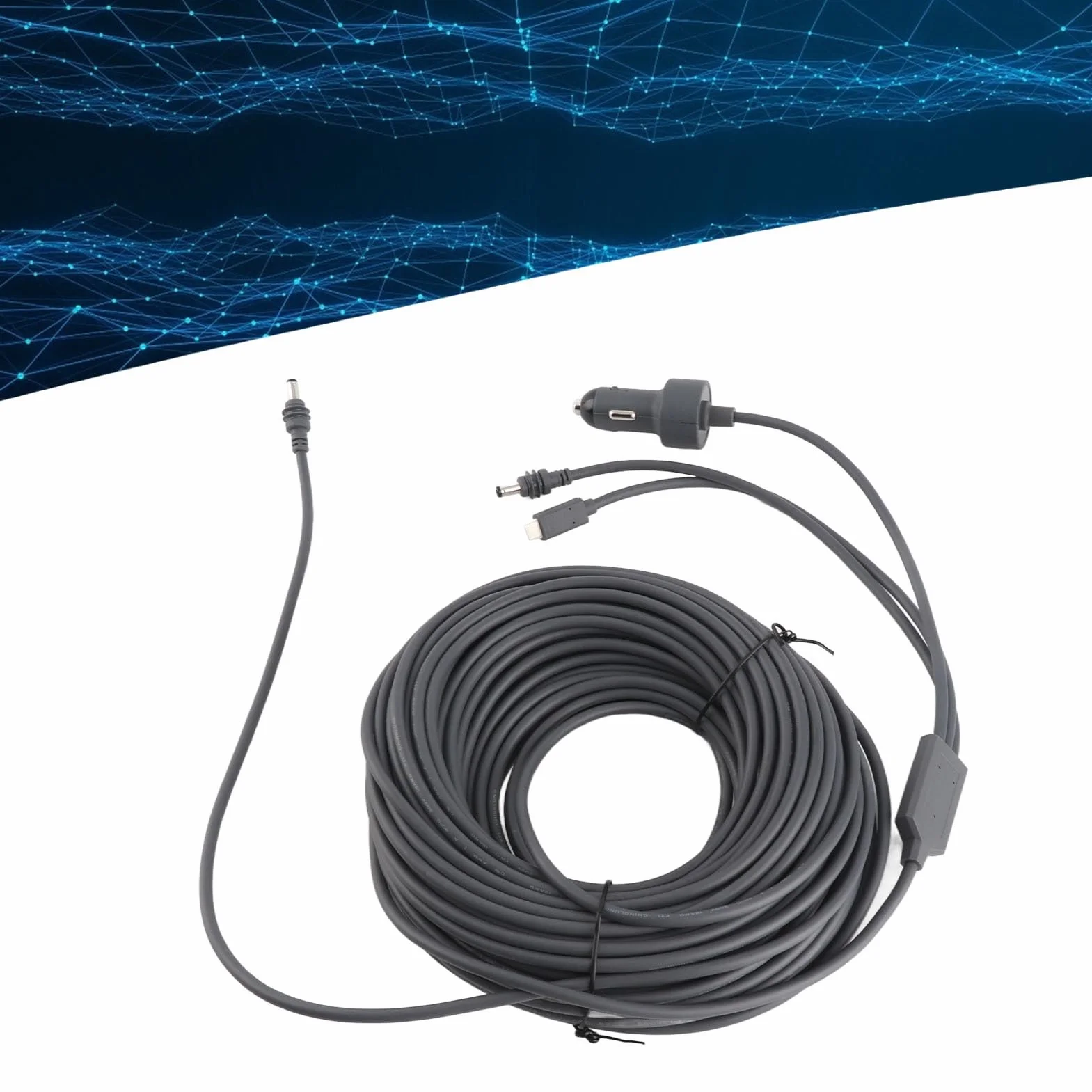 Generic Kabel Zasilający 3 W 1, Wtyk Męski DC na USB C PD 100 W Adapter do ładowarki Samochodowej, Przewód ładujący 18AWG do Mini urządzeń Satelitarnych (#6)
