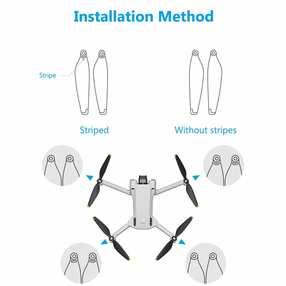 Ainiv 16 szt. śmigła do DJI Mini 3 Pro, wymienne śmigła do dronów, niski poziom hałasu, ostrze śmigła ze śrubokrętem i 24 śrubami, akcesoria do dronów do DJI Mini 3 Pro (czarno-pomarańczowe)