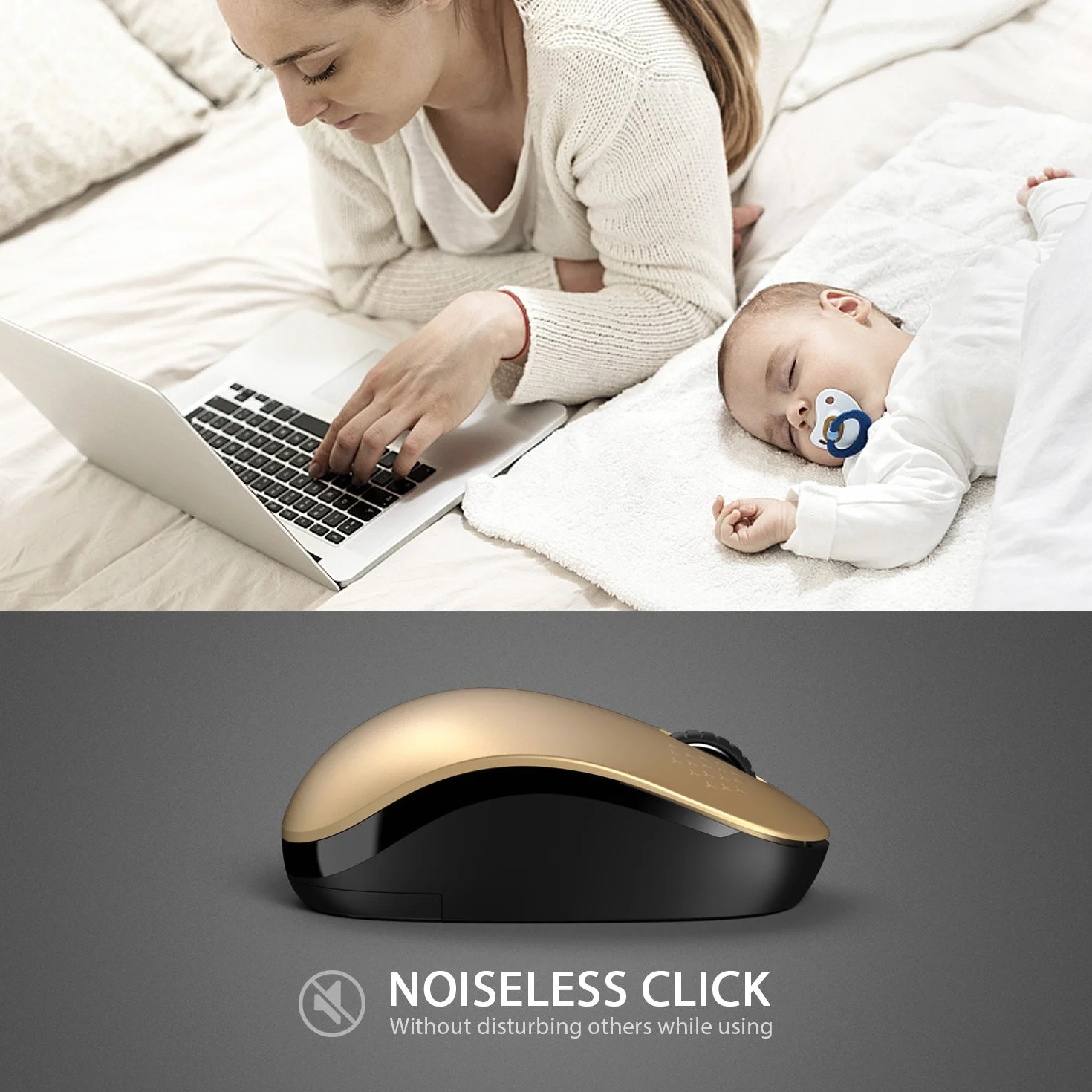 seenda - Mysz bezprzewodowa, 2,4 GHz, cicha, z odbiornikiem USB, do komputera, laptopa, kompatybilna z Windows, Mac, Linux