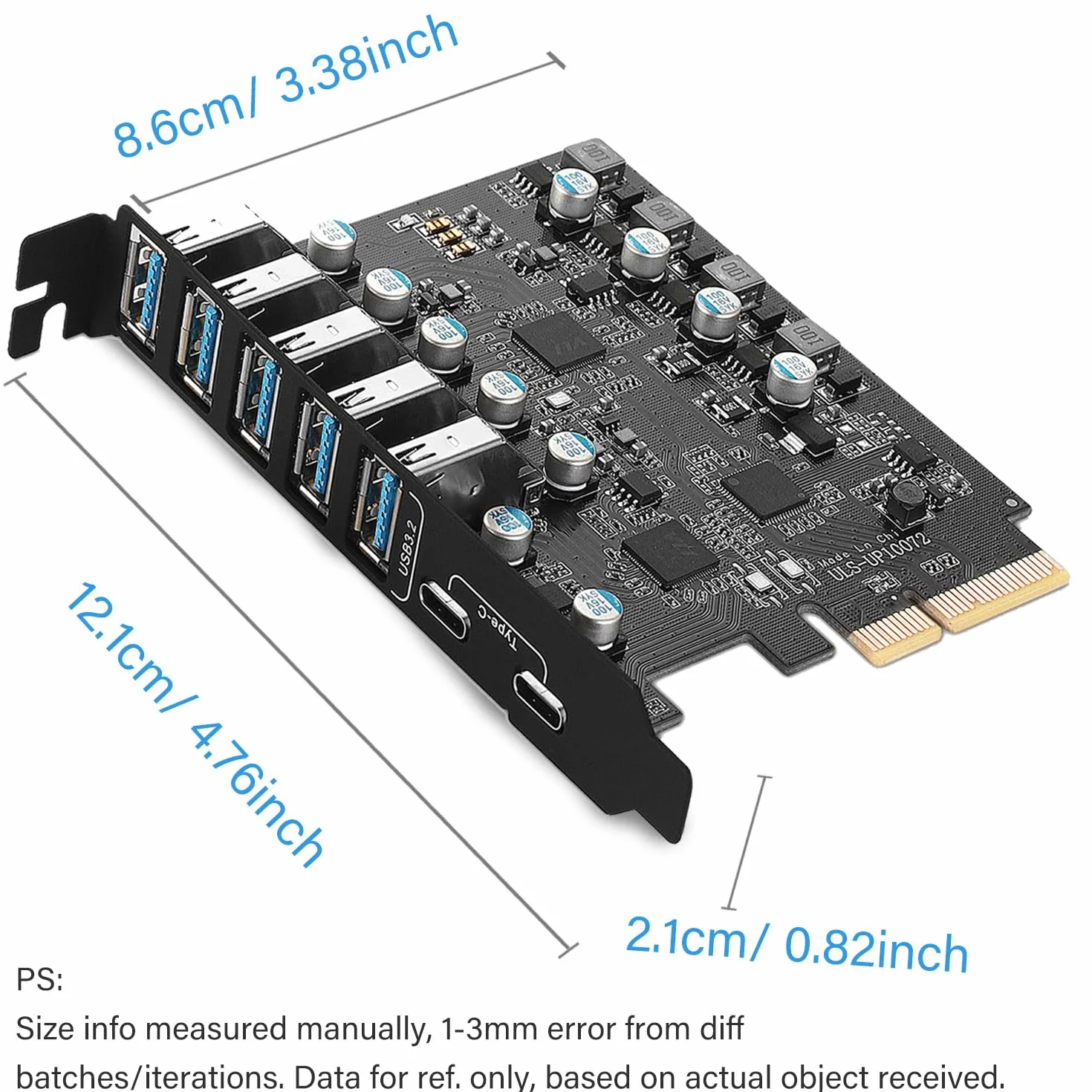 PCIe USB 3.2/3.1 Gen 2 karta 7 portów (2 USB C, 5X Type A) karta rozszerzeniowa z portem wewnętrznym 10 Gbps do Windows 10/8/7/XP i Mac OS 10.8.2 Above