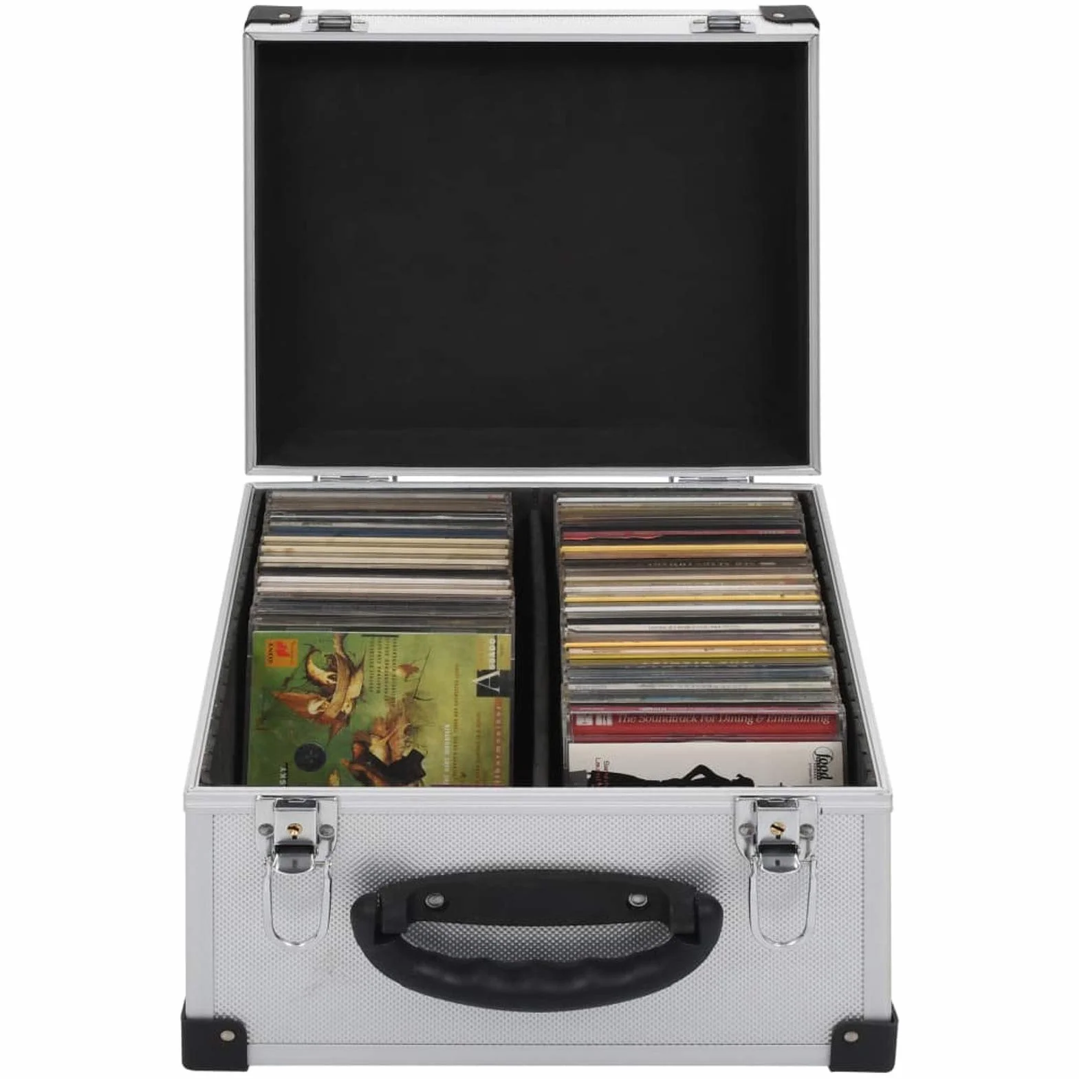 Etui na płyty CD na 40 płyt CD, aluminium, ABS, srebrny, stojak na płyty CD, do zawieszenia lub stania, oszczędność miejsca, mały stojak na płyty CD, do biura lub każdego pomieszczenia