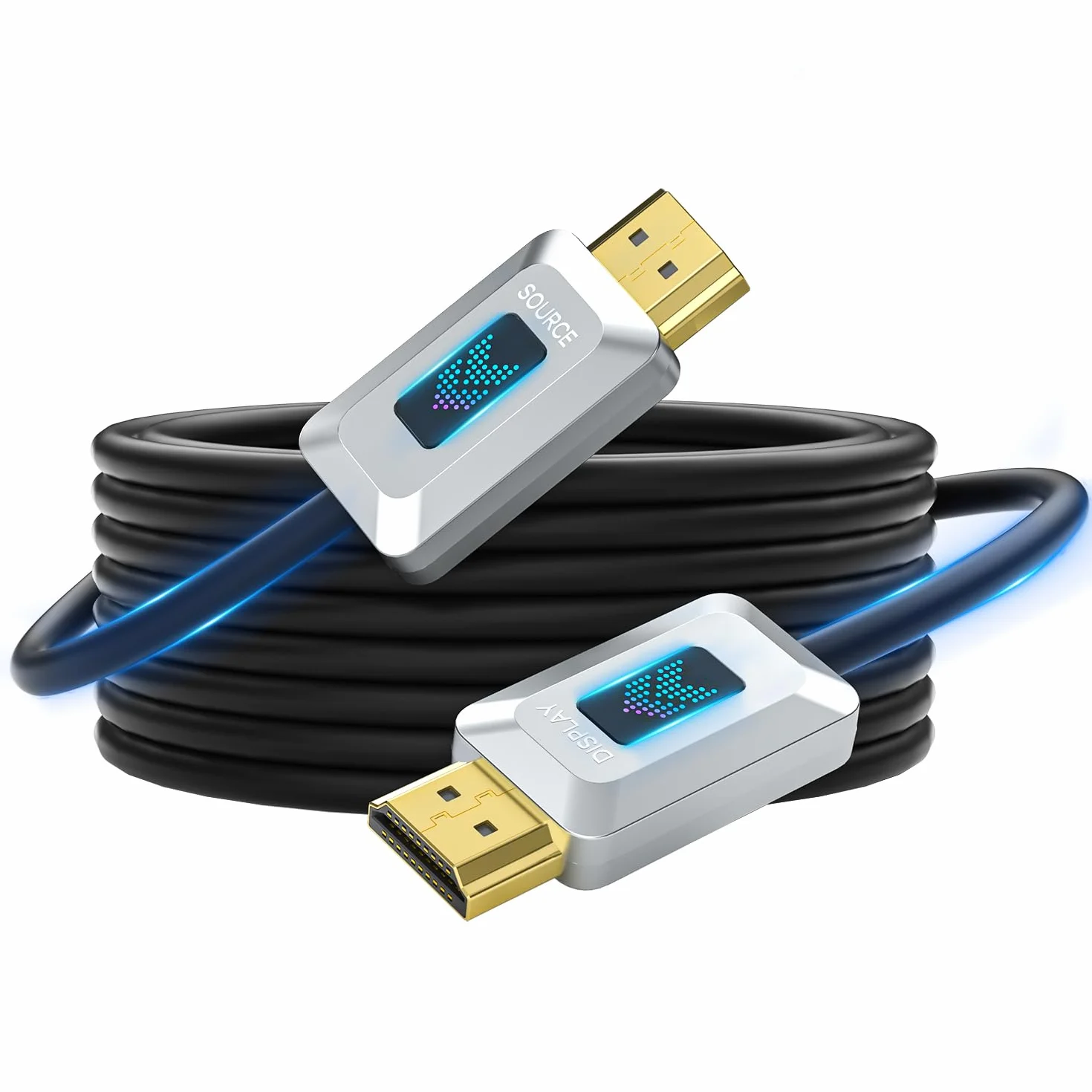 GeoHN.G Kabel światłowodowy 8K HDMI 25 m, 48 Gb/s, Ultra High Speed, długi kabel HDMI 2.1, 8K 60 Hz, 4K 120 Hz/144 Hz, Dolby/Dynamic/HDR10/eARC/HDCP 2.2&2.3/3D, kompatybilny z RTX 3090/PS5/Roku TV