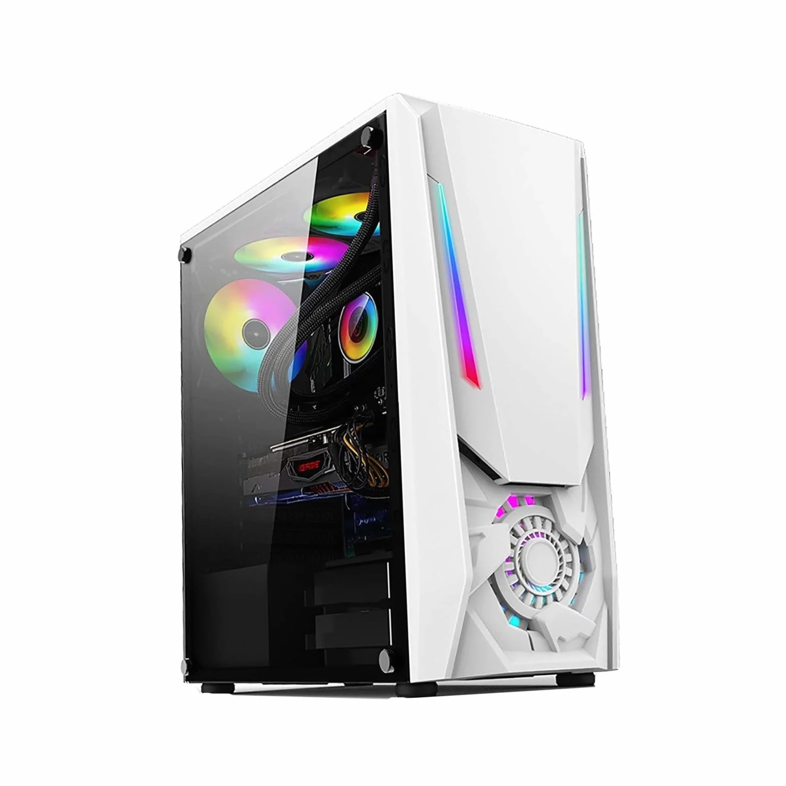 Obudowa Komputera Typu Mid-tower ATX, M-ATX, MINI-ITX, Panel Boczny Ze Szkła Hartowanego, 1 USB 3.0, 2 USB 2.0, Obsługuje Chłodzenie Wodne I Może Być Wyposażona W 6 Wentylatorów(White)
