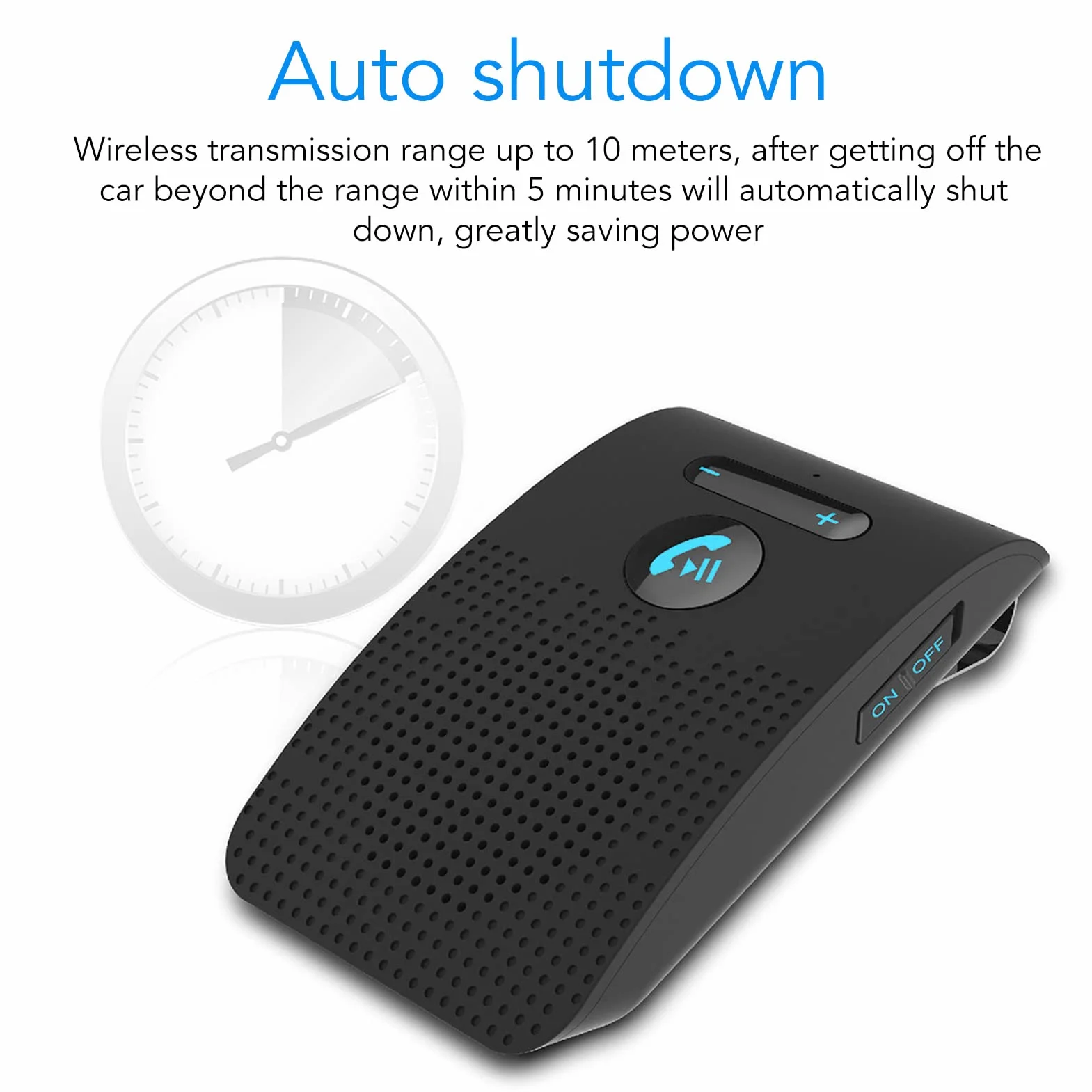 Samochodowy Zestaw Głośnomówiący, Zestaw Głośnomówiący z Automatycznym Połączeniem Telefonu Komórkowego Bluetooth 5.0 Bezprzewodowy Adapter do Odbiornika Przeciwsłonecznego Głośnik MP3 z Klipsem z Tył