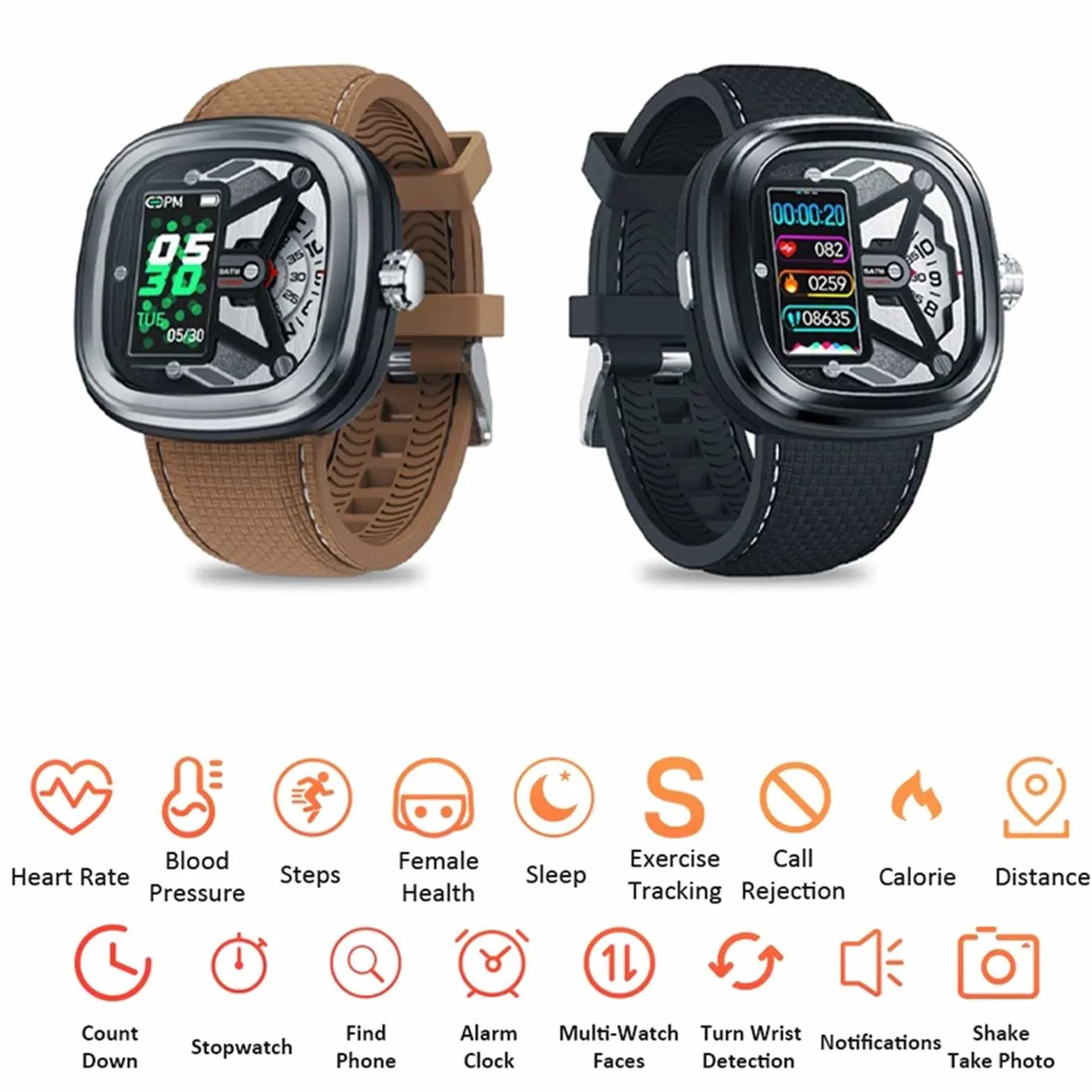 Inteligentny zegarek dla mężczyzn Zegarek na rękę z funkcją śledzenia snu Inteligentny zegar Sport Wodoodporny męski Smartwatch Wiadomość z przypomnieniem Monitorowanie snu Śledzenie aktywności