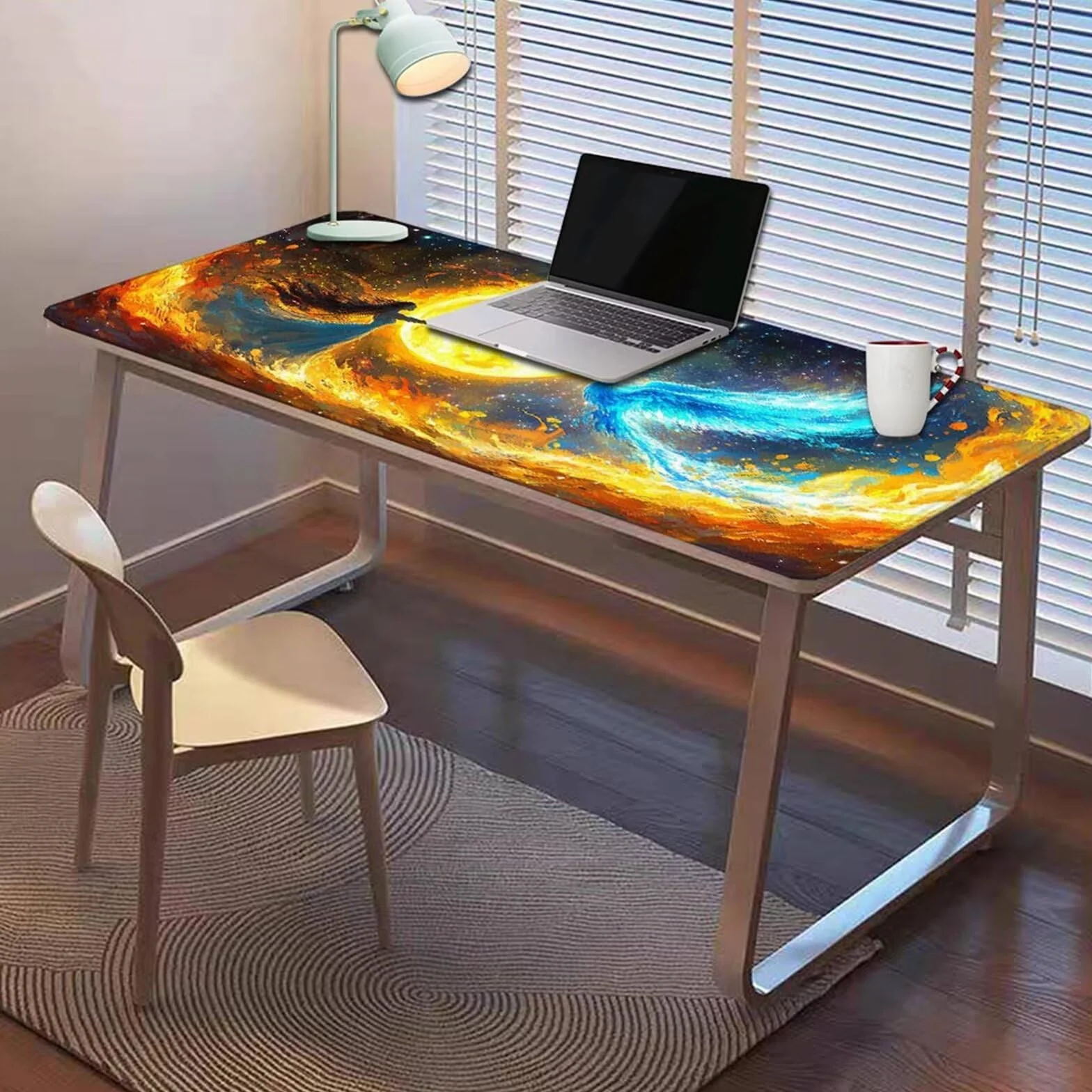 Gamingowa podkładka pod mysz 1200 x 600 x 3 mm, XXL, wodoszczelna, odporna na ścieranie, z przyszytymi krawędziami, podkładka na biurko, poprawia prędkość i precyzję pod laptopa, komputera, wzór