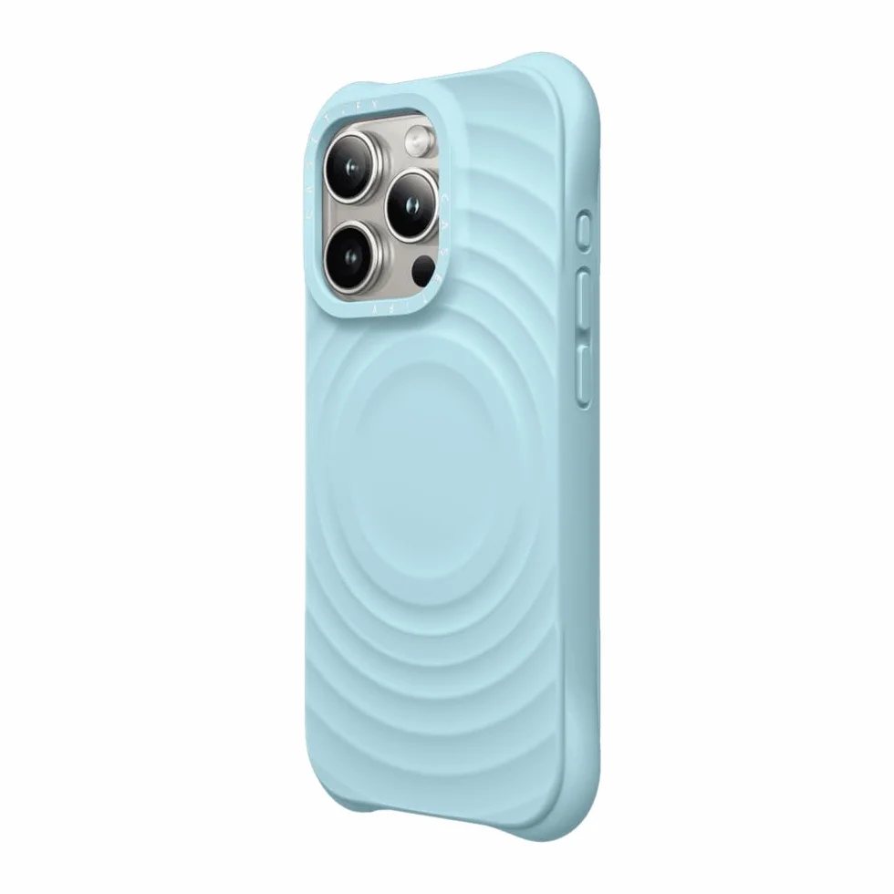 CASETiFY Etui do iPhone'a 15 Pro - Ripple kompatybilne z MagSafe Sky Blue | Silikon | teksturowane fale, 2 m, 2 x ochrona przed upadkiem klasy wojskowej, błękitny