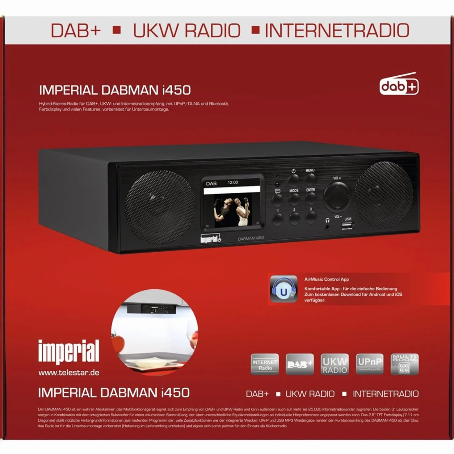 Imperial I450 22-245-00 Radio Kuchenne, Czarny, 29W
