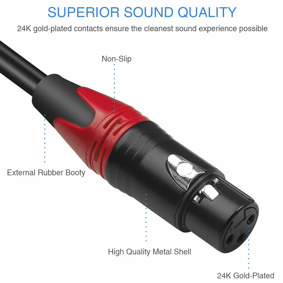 Żeński kabel krosowy XLR na podwójny rozdzielacz RCA Y, niezrównoważony XLR żeński do 2 wtyczek RCA/Phono Stereo Audio Interkonekt Duplikator przewód - 10 stóp/3 metry