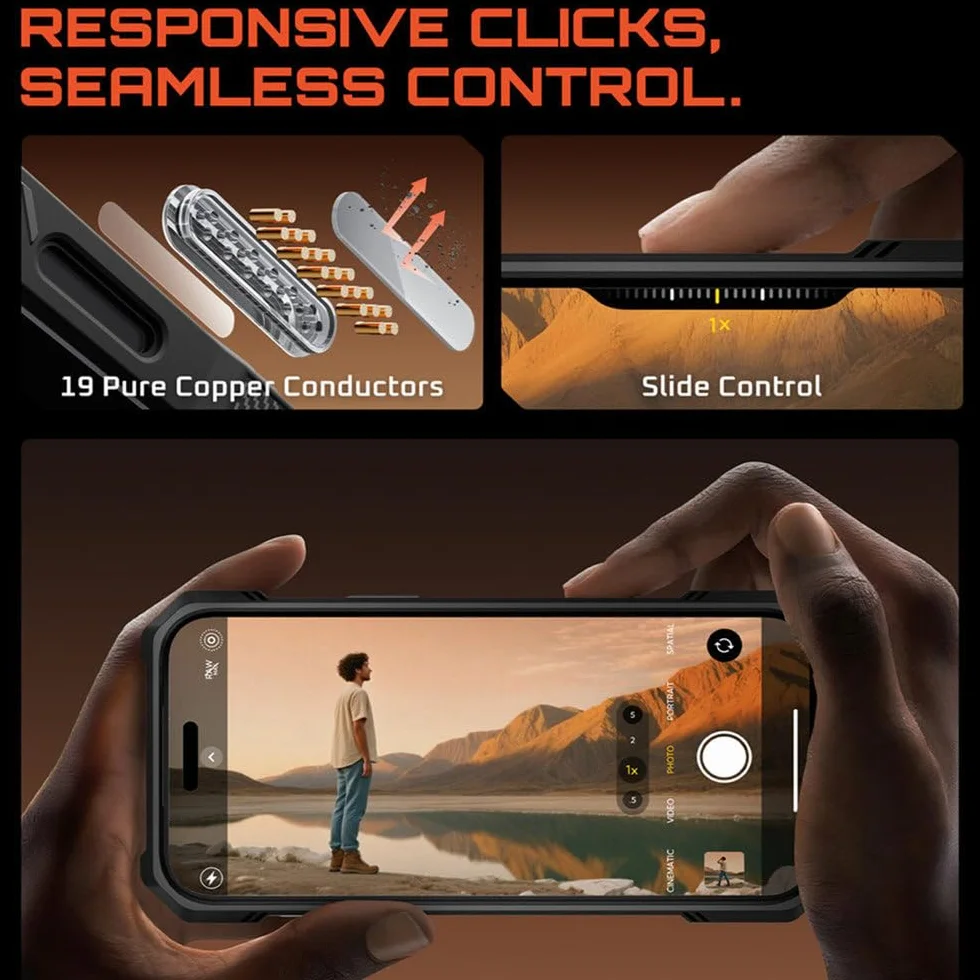Wytrzymały, magnetyczny uchwyt na telefon do iPhone'a 17 Pro Max 17 Pro z wbudowanym zabezpieczeniem ekranu ze szkła hartowanego, etui odporne na wstrząsy, do ładowania bezprzewodowego, kolor pust