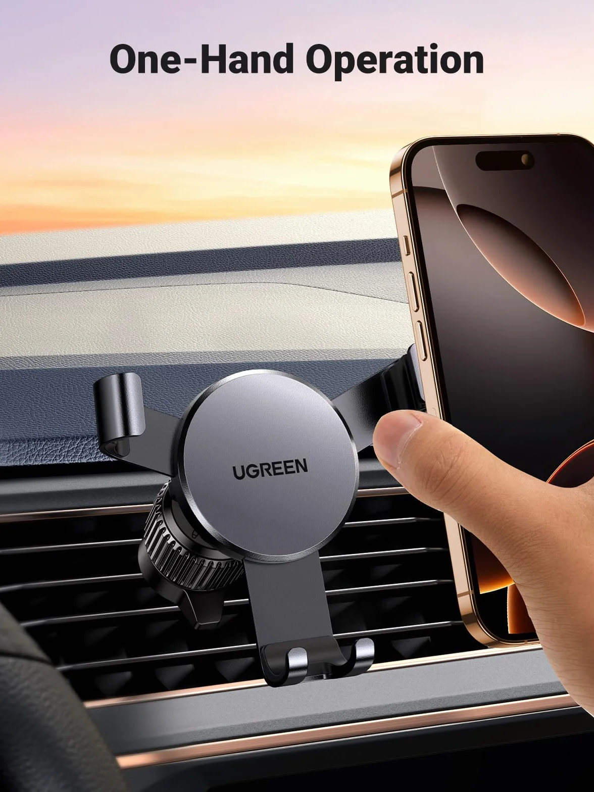 UGREEN Uchwyt Samochodowy na Telefon, Odpowietrznik Hak na Ogon, Kompatybilny z iPhone 14/13/12 Pro Max XR Galaxy S22 S21 S20 Huawei P30 P20