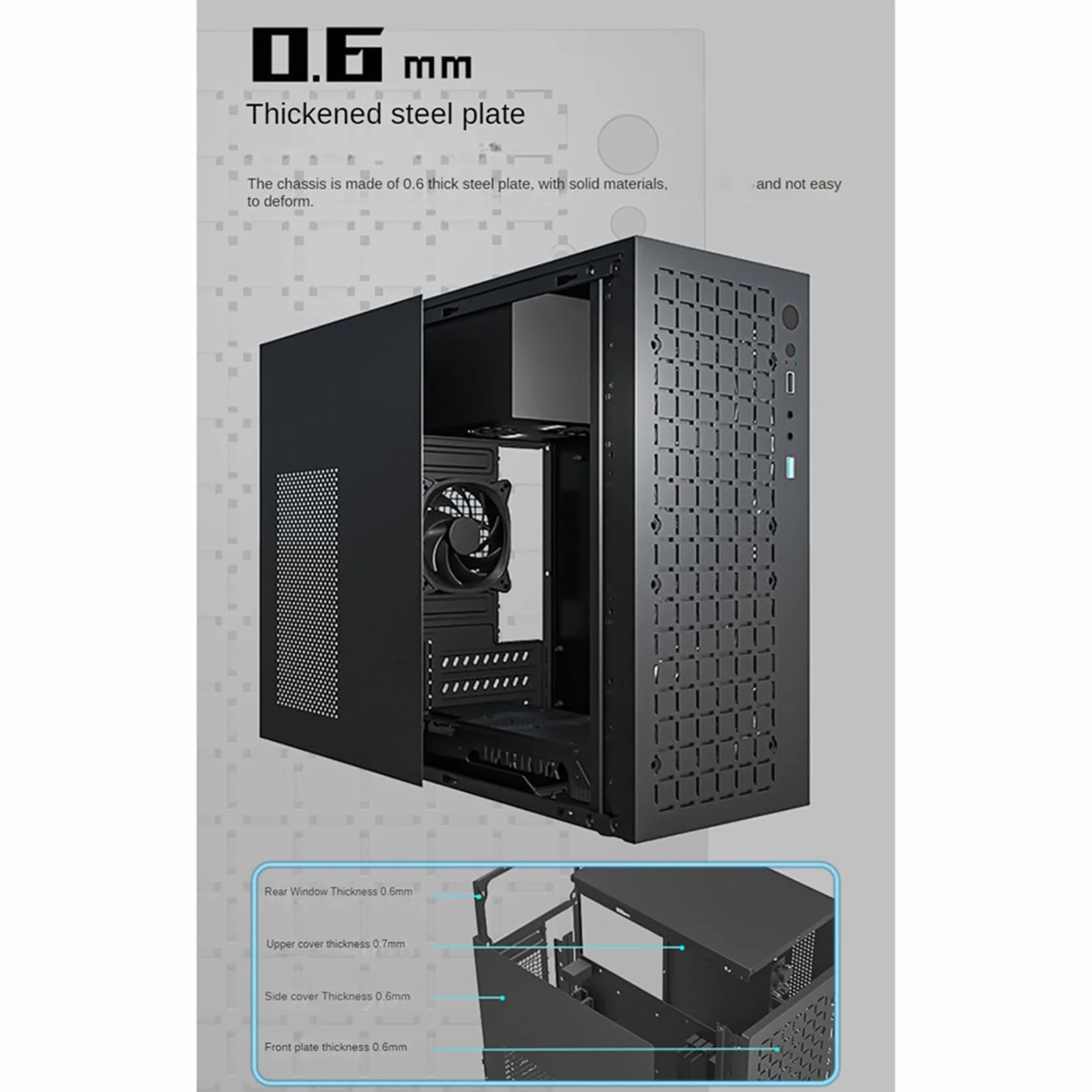 2X Obudowa Komputera MINI M-ATX/ITX Komputer PC Obudowa USB2.0 Obsługa Dysku SSD 3,5-Calowy Dysk Twardy Mini Obudowa Zasilacza
