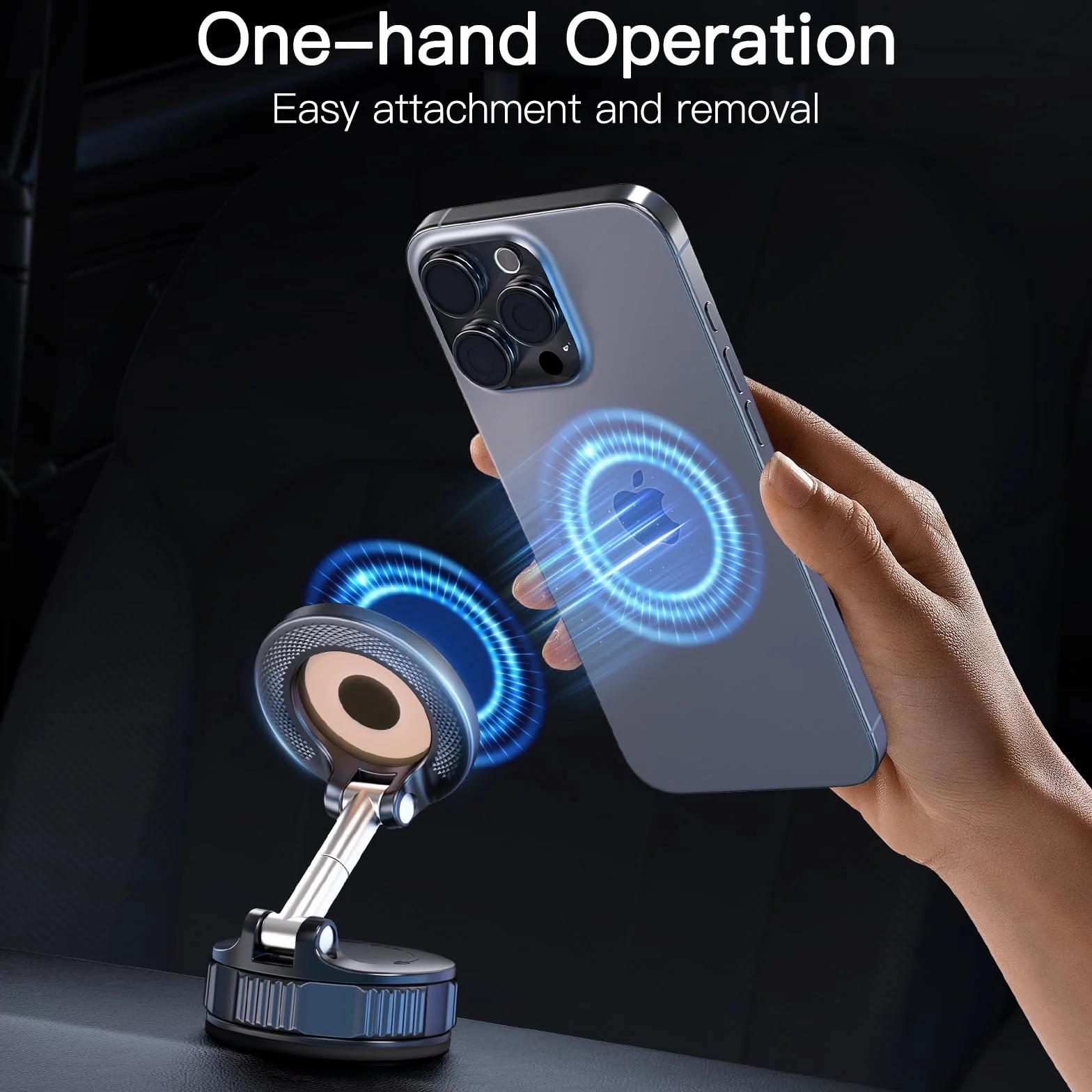 Magnetyczny uchwyt na telefon z podstawką próżniową 360° obrotowy do samochodu iPhone