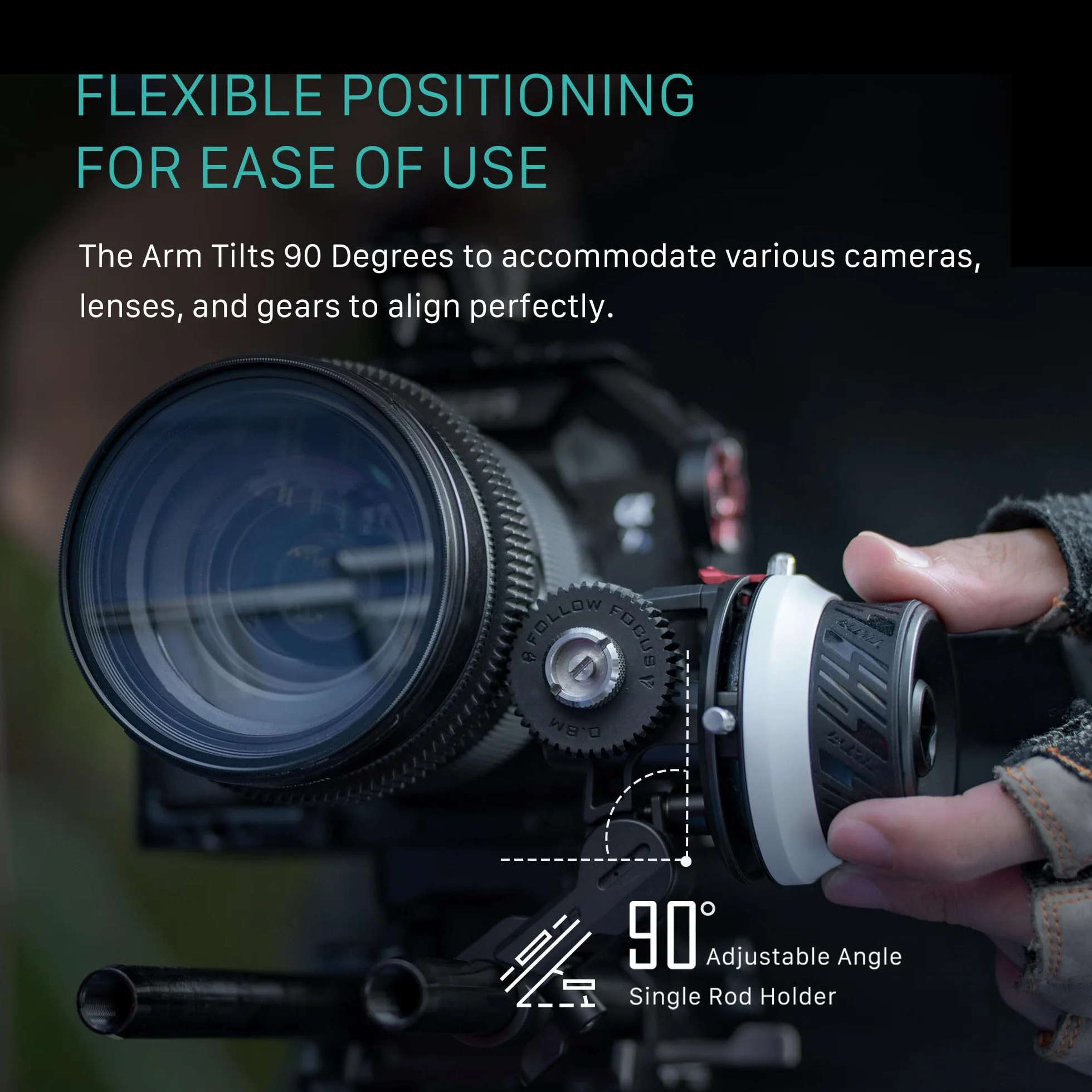 Tilta Pocket Follow Focus, precyzyjny pierścień ostrości z ogranicznikami A/B, system tłumienia płynów, uchwyt na pręt i pręt 15 mm, pasuje do większości aparatów i obiektywów, lekka, wygodna i