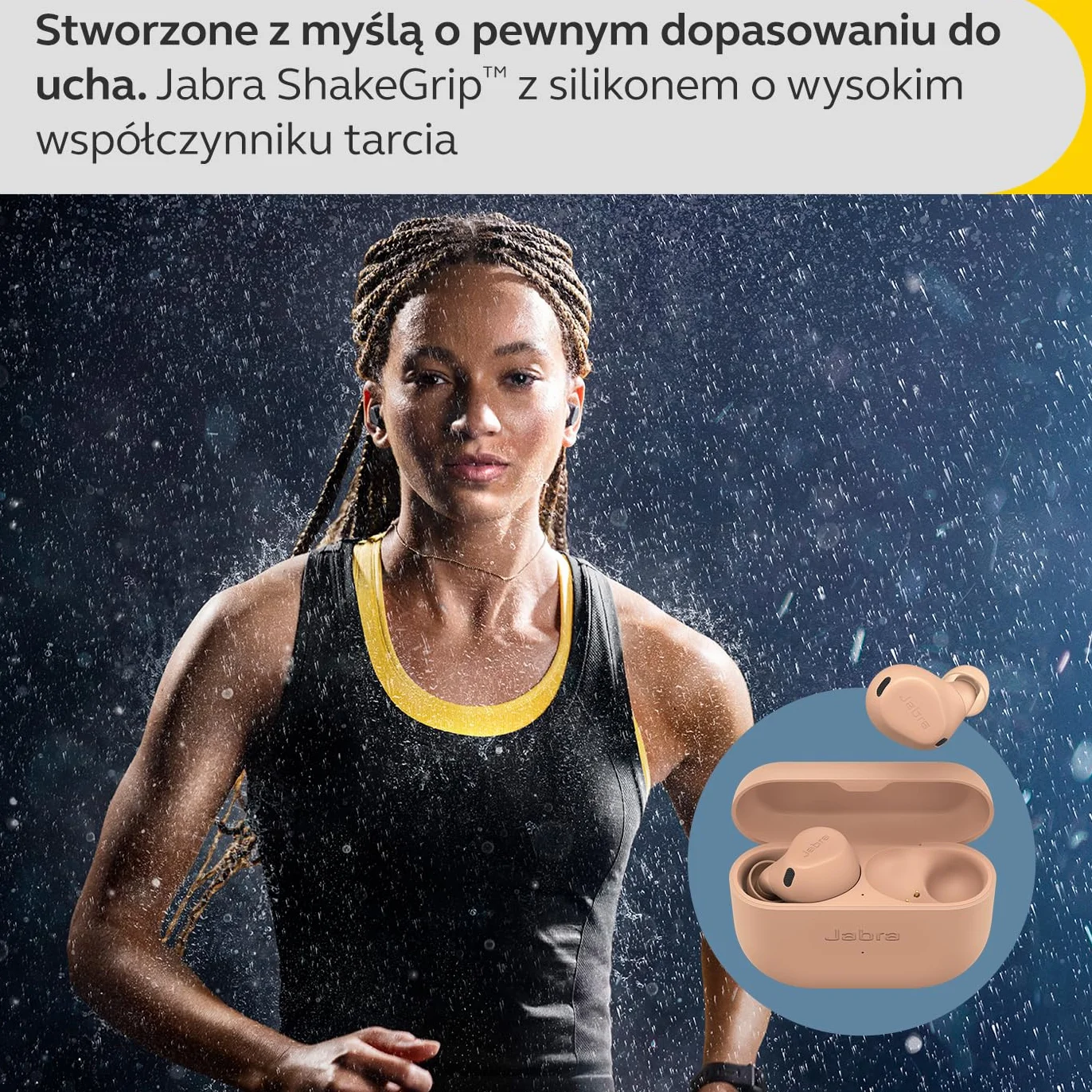 Jabra Elite 8 Active bezprzewodowe słuchawki douszne Bluetooth z adaptacyjną hybrydową aktywną redukcją szumów i 6 wbudowanymi mikrofonami, odporne na wodę i pot - karmel