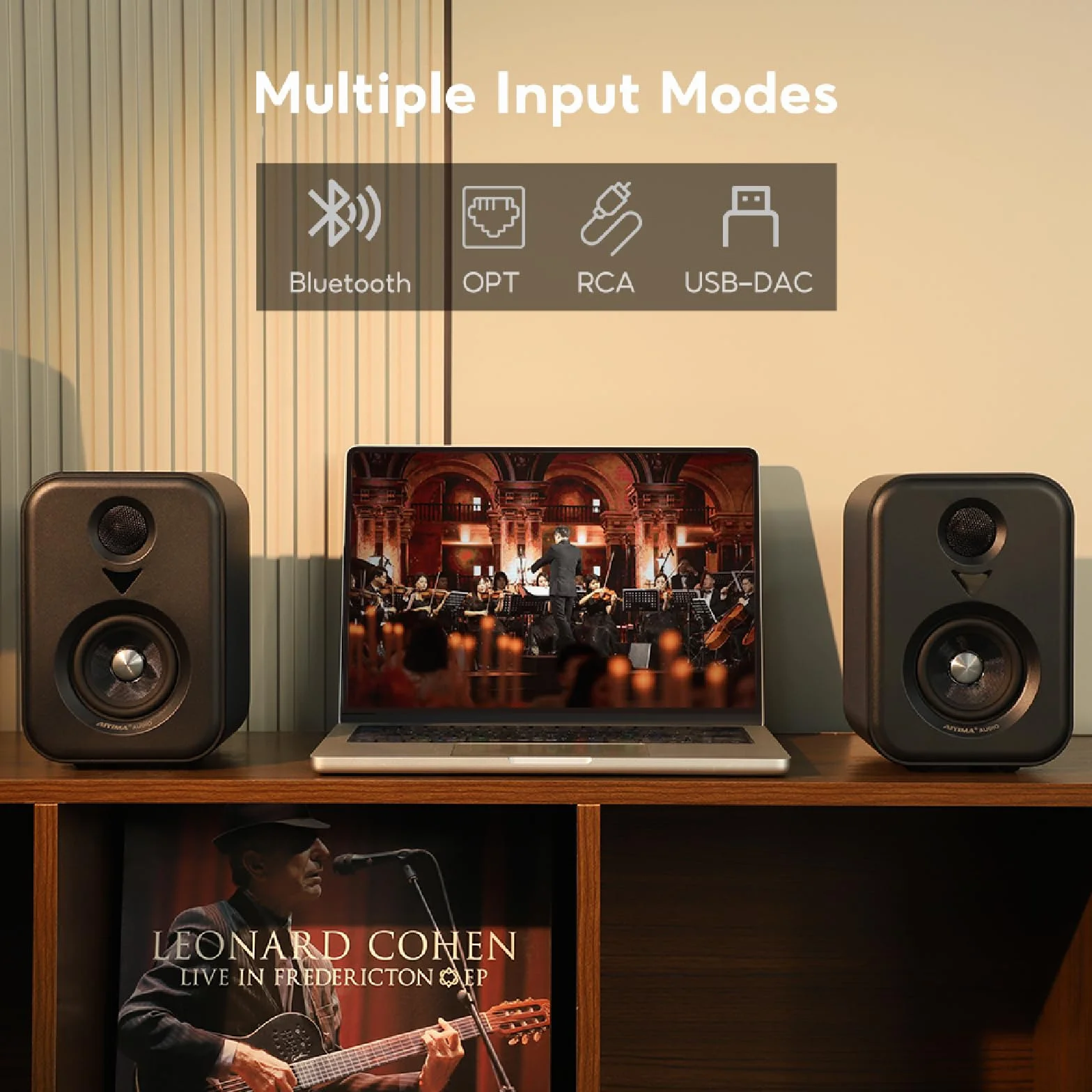 AIYIMA S400 Active głośnik biblioteczny 80 W HiFi Bluetooth z 2.0-kanałowymi sterownikami 10,2 cm, wyjście optyczne/RCA do kina domowego i studiów
