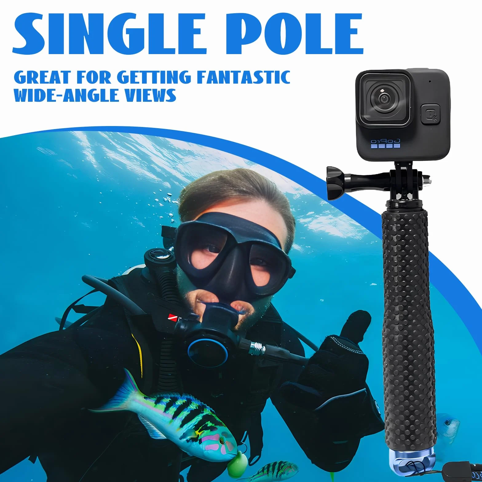 Wodoodporny wysuwany kij do selfie, aluminiowy uchwyt do GoPro 3+/4/3/2/5, 48.3 cm
