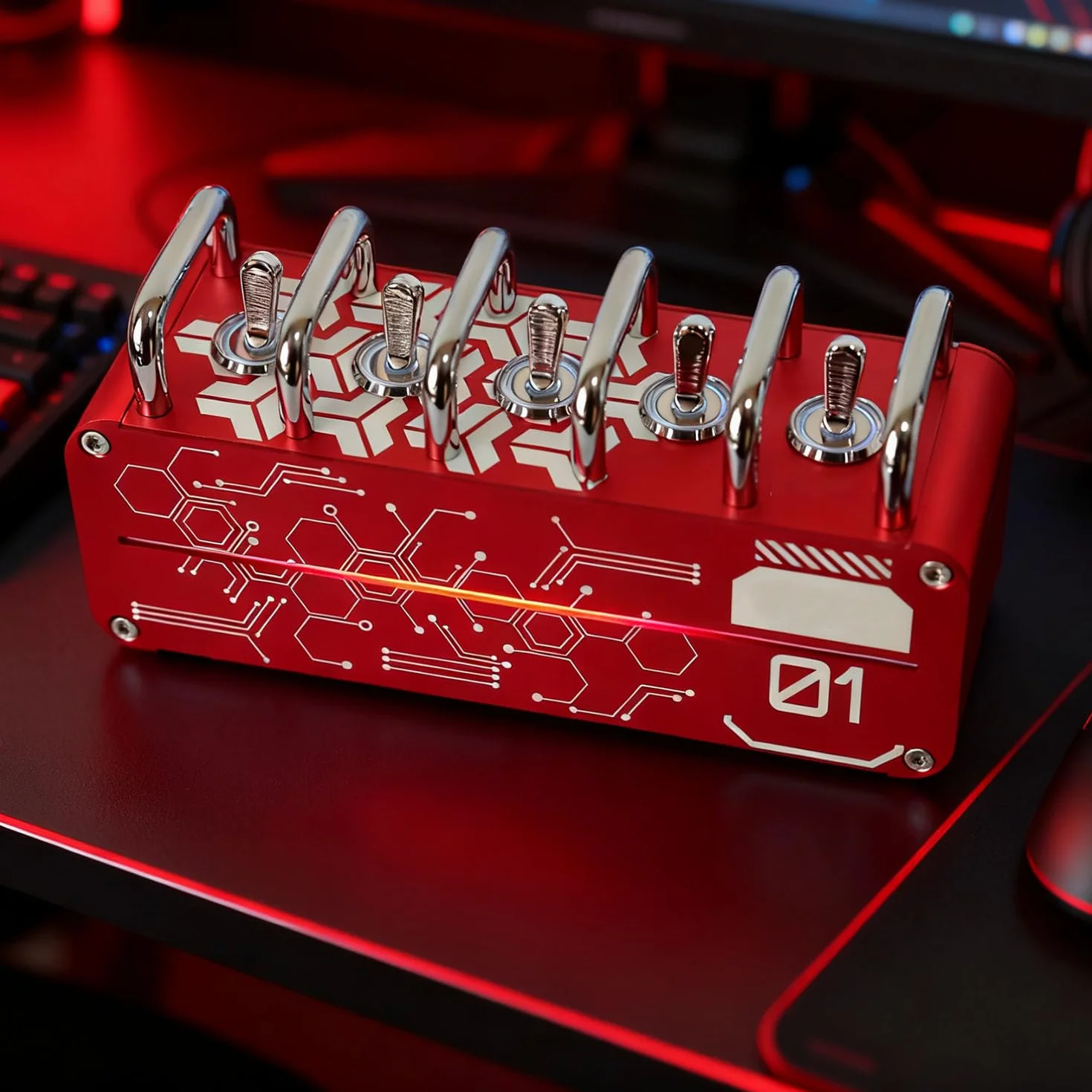 Przenośna listwa zasilająca z koncentratorem USB i oświetleniem otoczenia, niezależny przełącznik, metalowa konstrukcja uchwytu do studia i pokoju gier