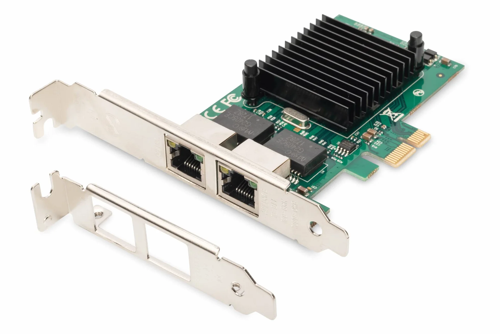 DIGITUS Karta sieciowa Gigabit PCIe – 2-portowa RJ45 - Layer-2 - Intel Chipsatz 82575EB - 1-GBit/s - VLAN & Flow-Control